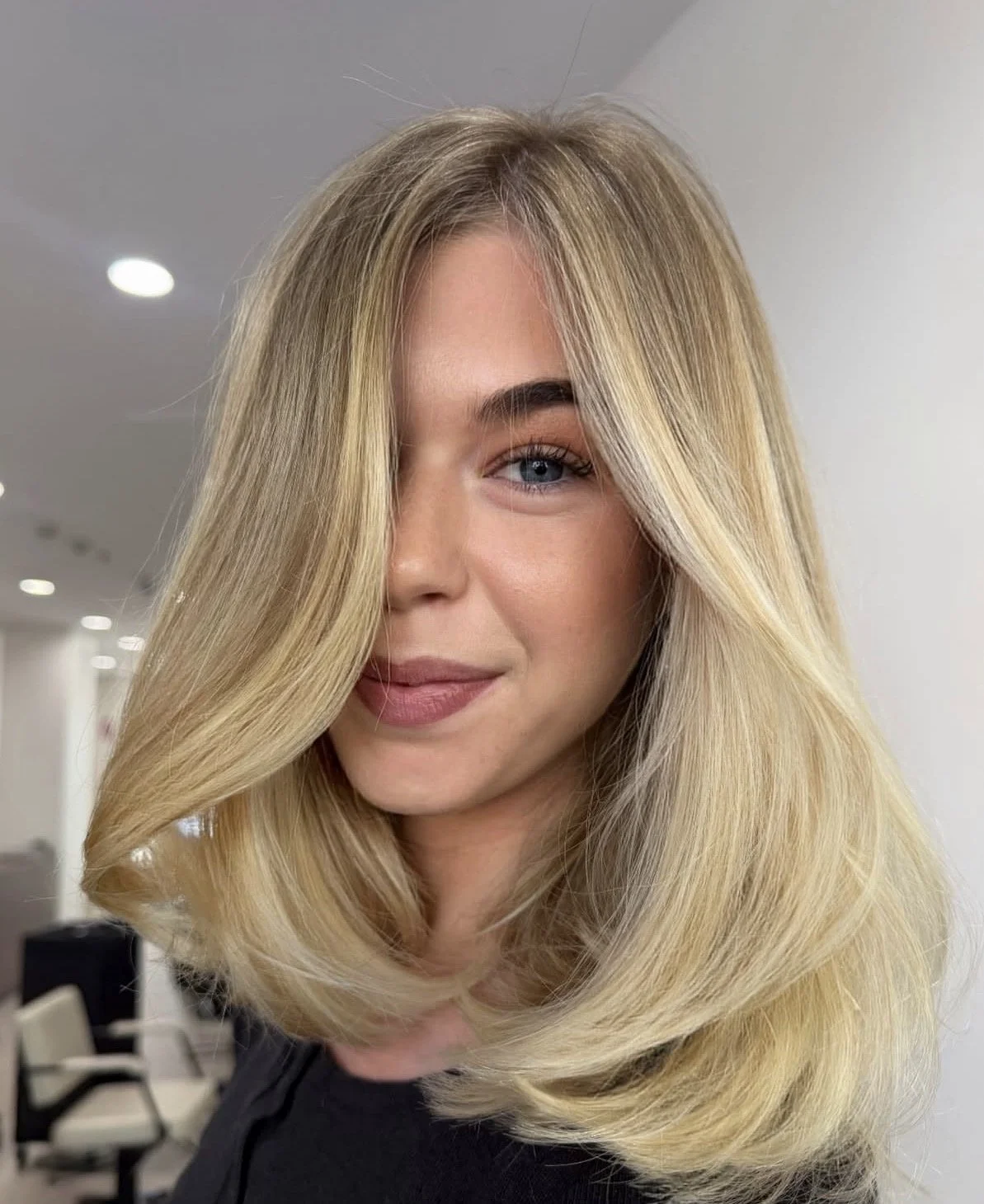 Blonde shoulder length hair