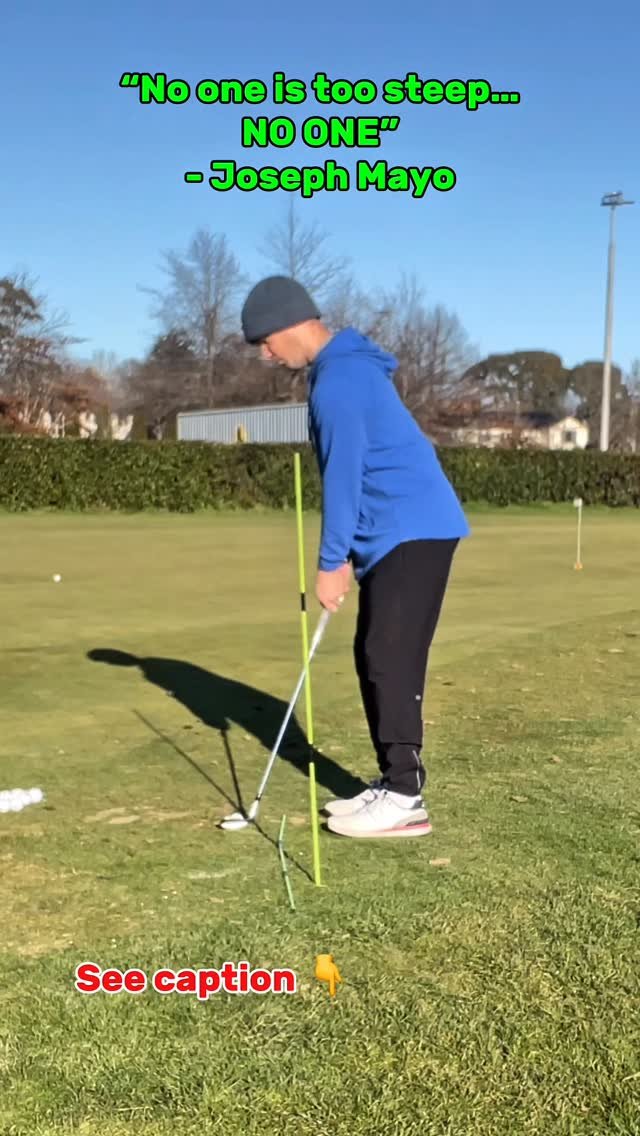 I’m chipping off the back foot.
I have 4 degrees of bounce on my wedge.
I’m trying to swing my club on a vertical plane.
I’m always moving forward,
I’m literally trying to feel as if I’m digging the club straight in