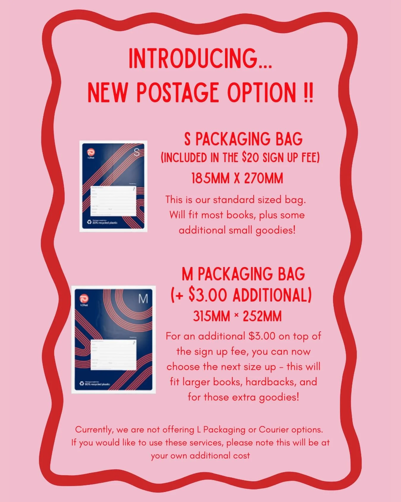 It&rsquo;s sign up month and we couldn&rsquo;t be more excited!!! 🥳And this was by far our biggest feedback from last year&hellip;so we hear ya gals and we present to you&hellip;A NEW POSTAGE BAG option!! Your regular sign up includes the S sized po