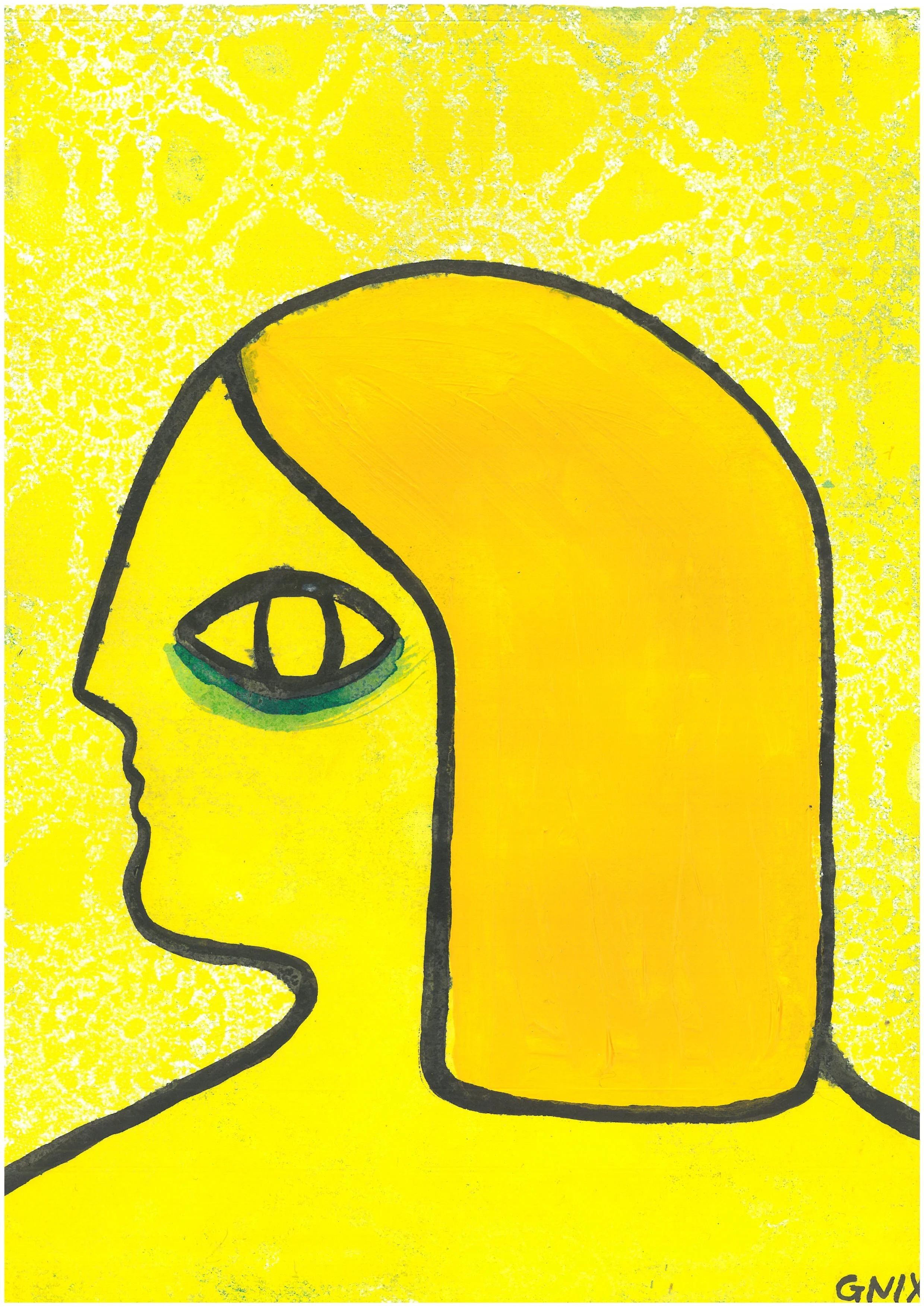 Yellow Number 10 : A4 Original Drawing:  The Rainbow Faces Project
