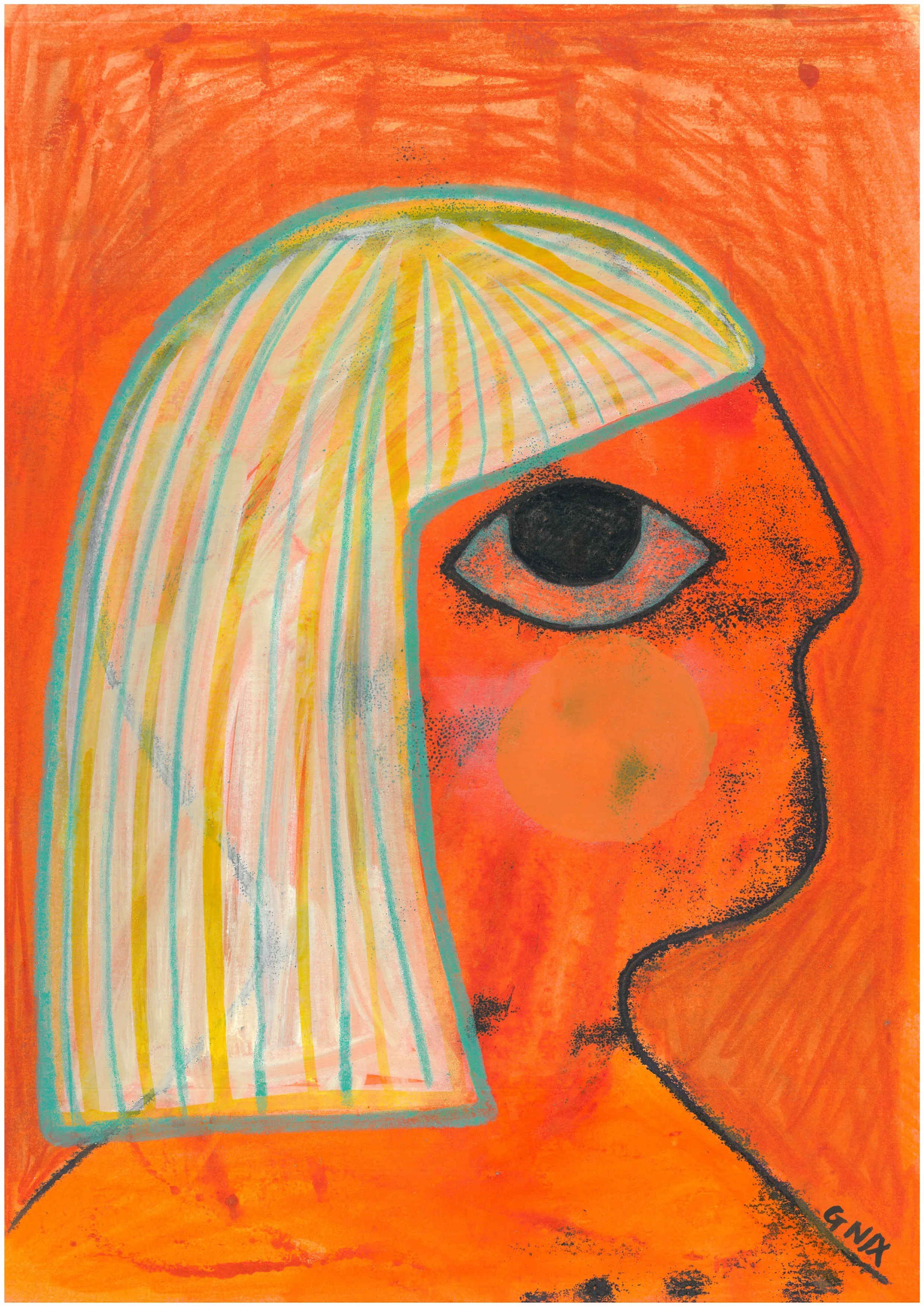 Orange Number 18 : A4 Original Drawing:  The Rainbow Faces Project