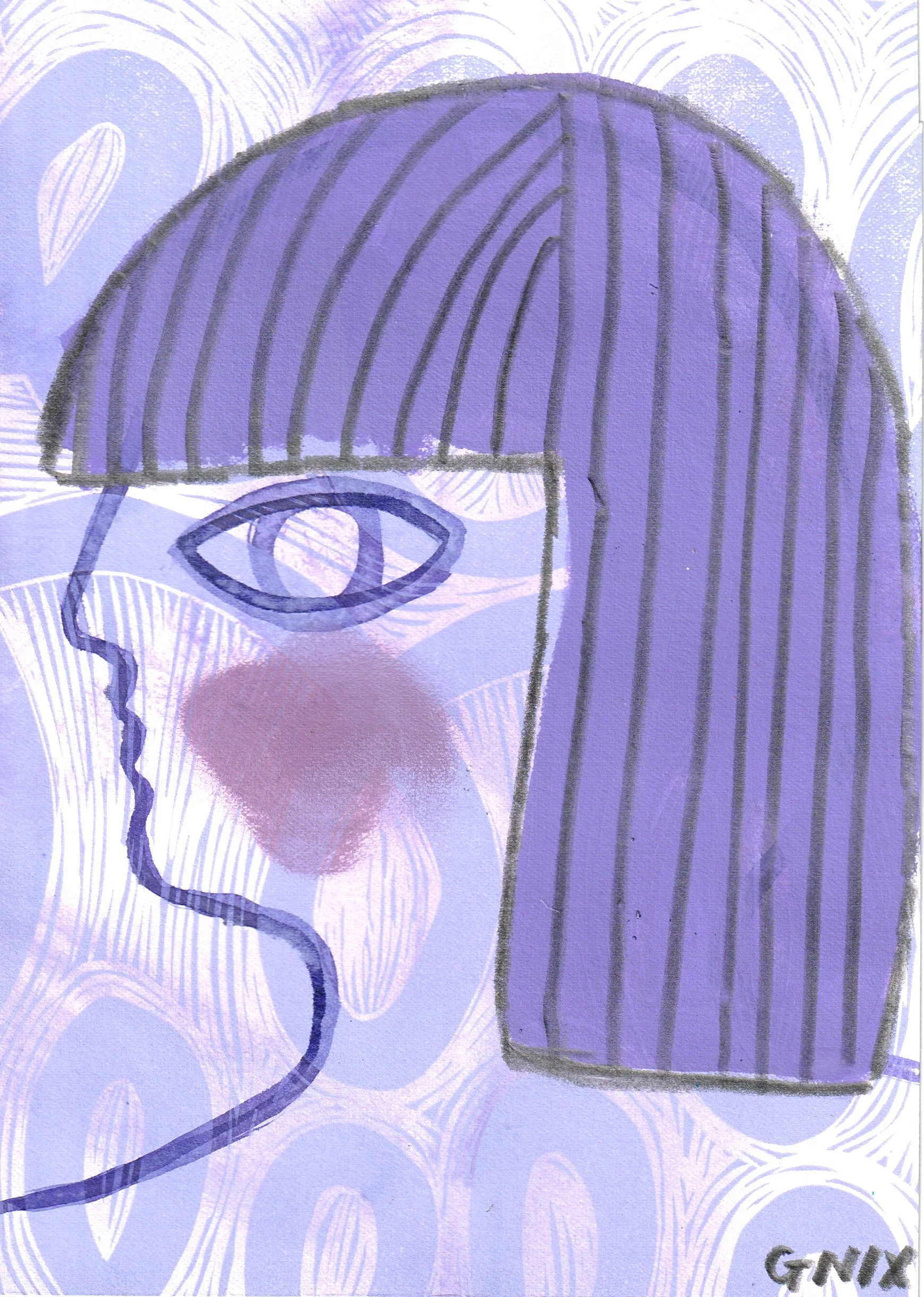 Purple Number 1 : A5 Original Drawing:  The Rainbow Faces Project