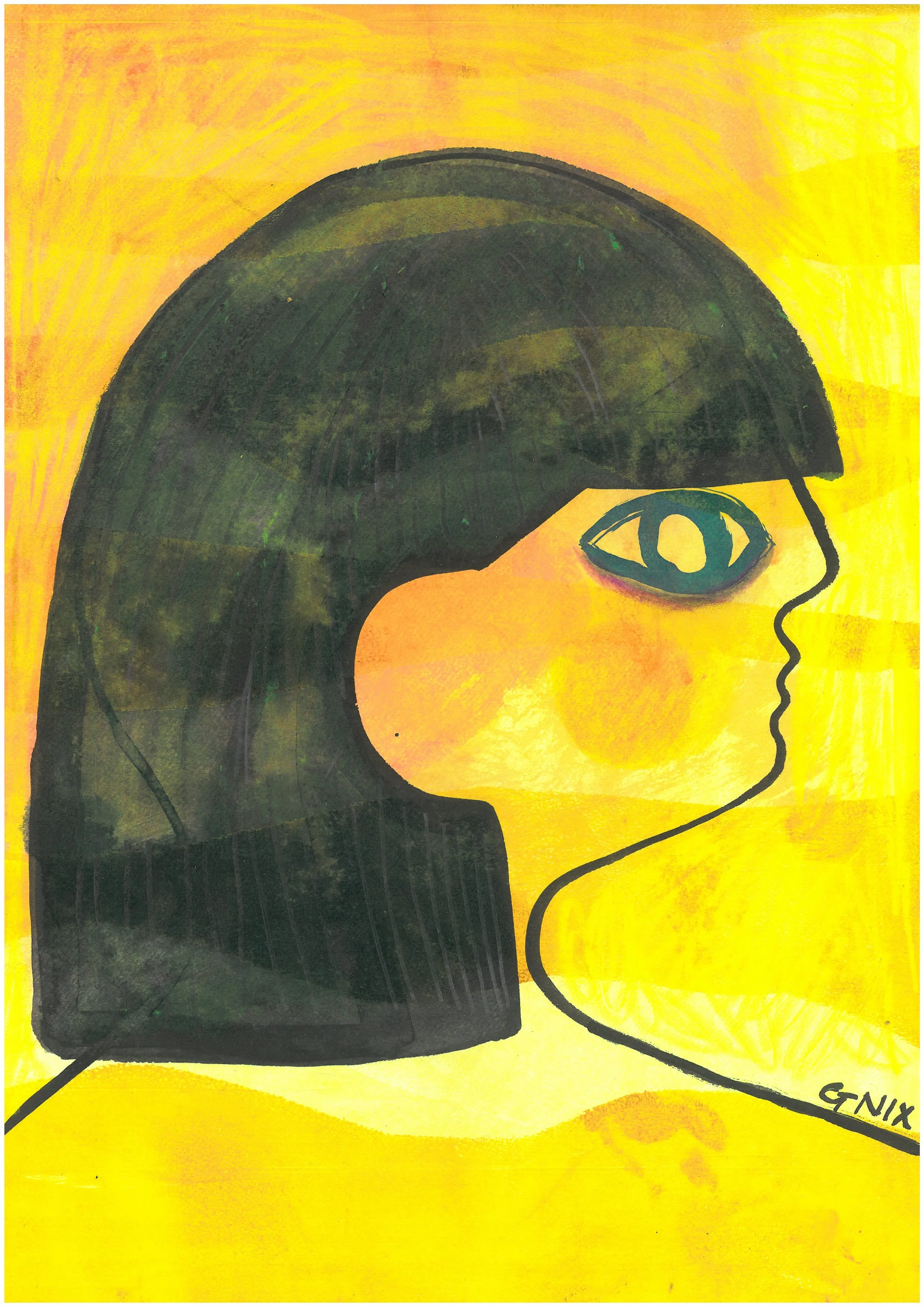 Yellow Number 6 : A4 Original Drawing:  The Rainbow Faces Project