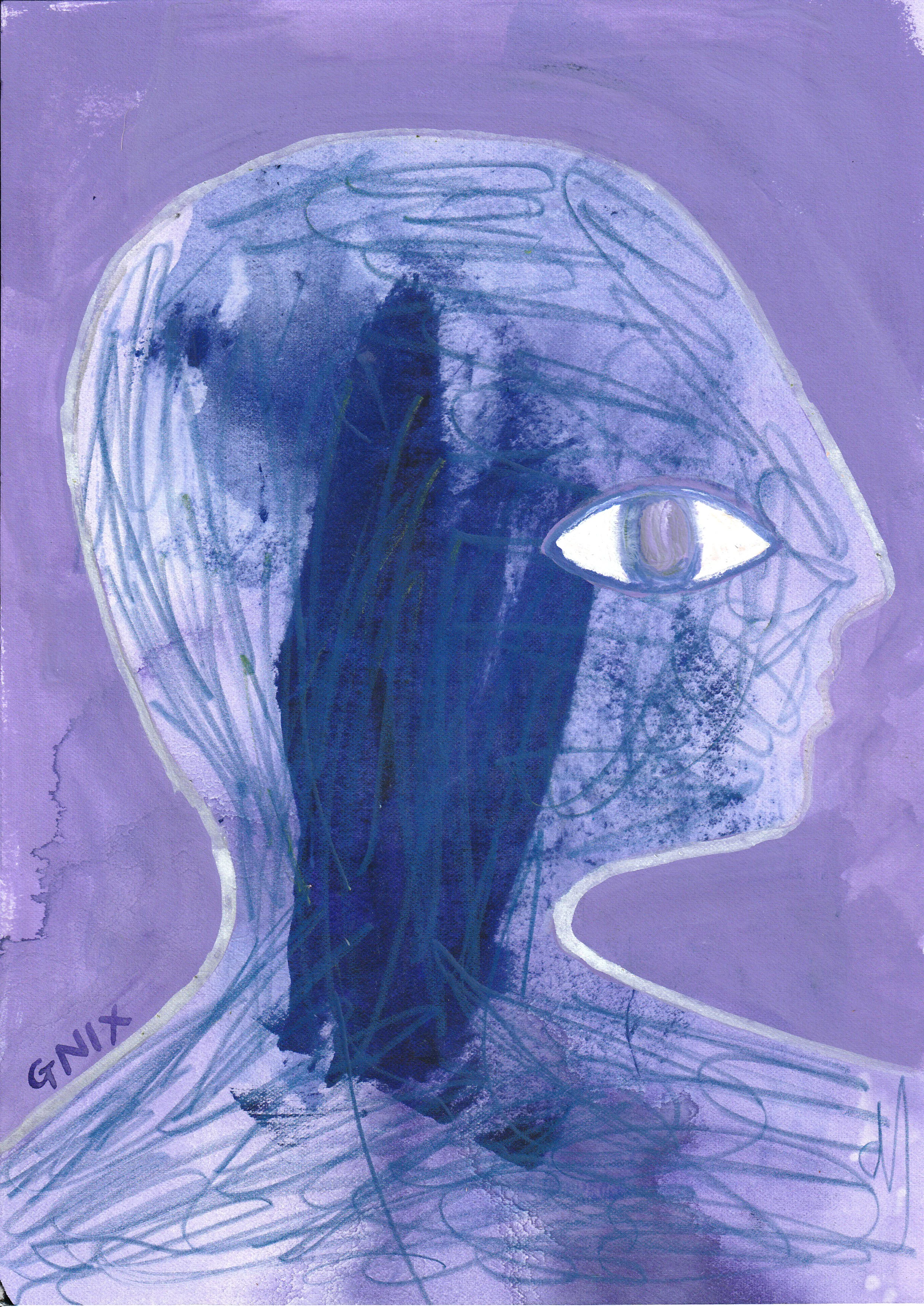 Purple Number 13: A4 Original Drawing:  The Rainbow Faces Project
