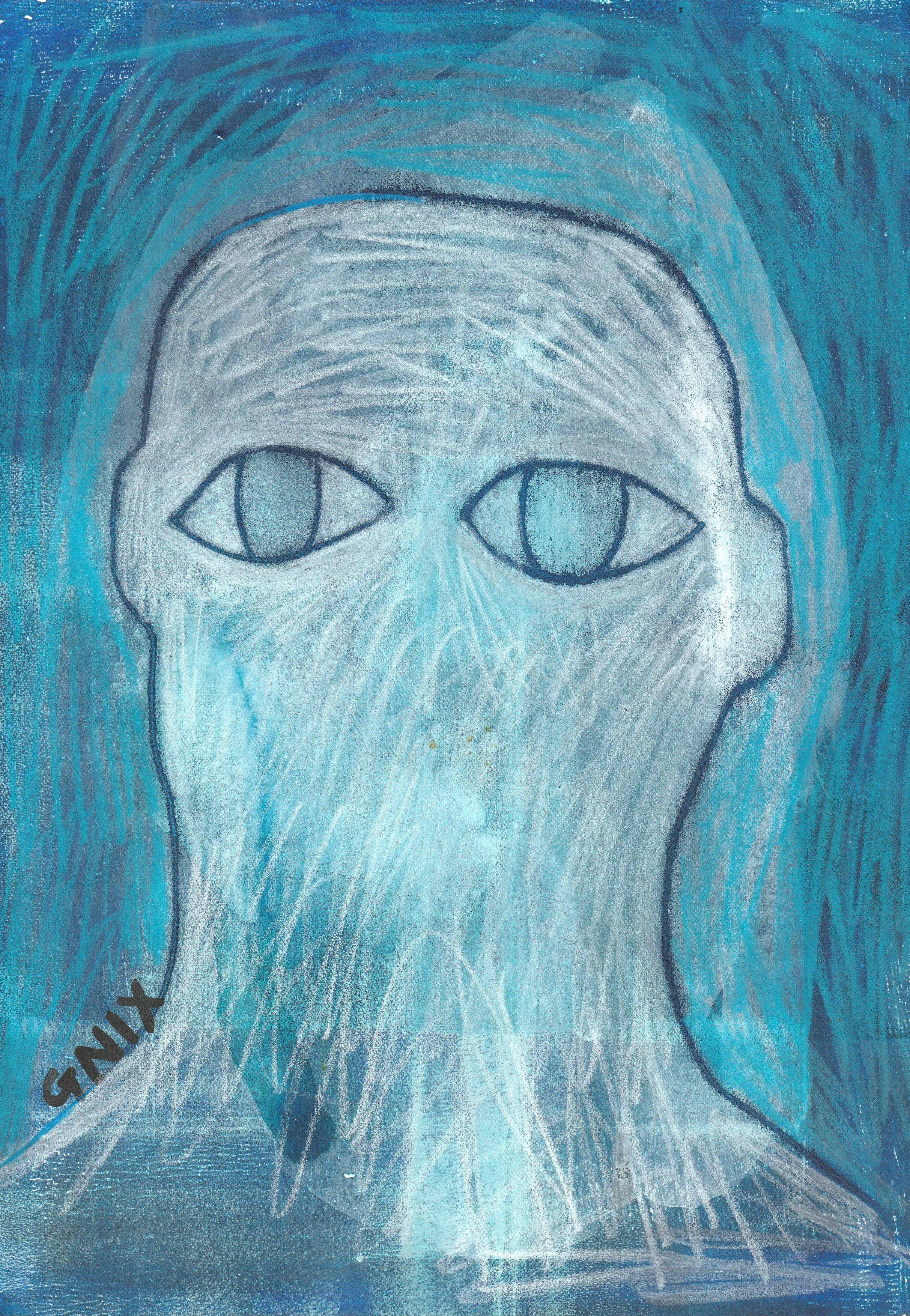 Blue Number 11: A4 Original Drawing:  The Rainbow Faces Project