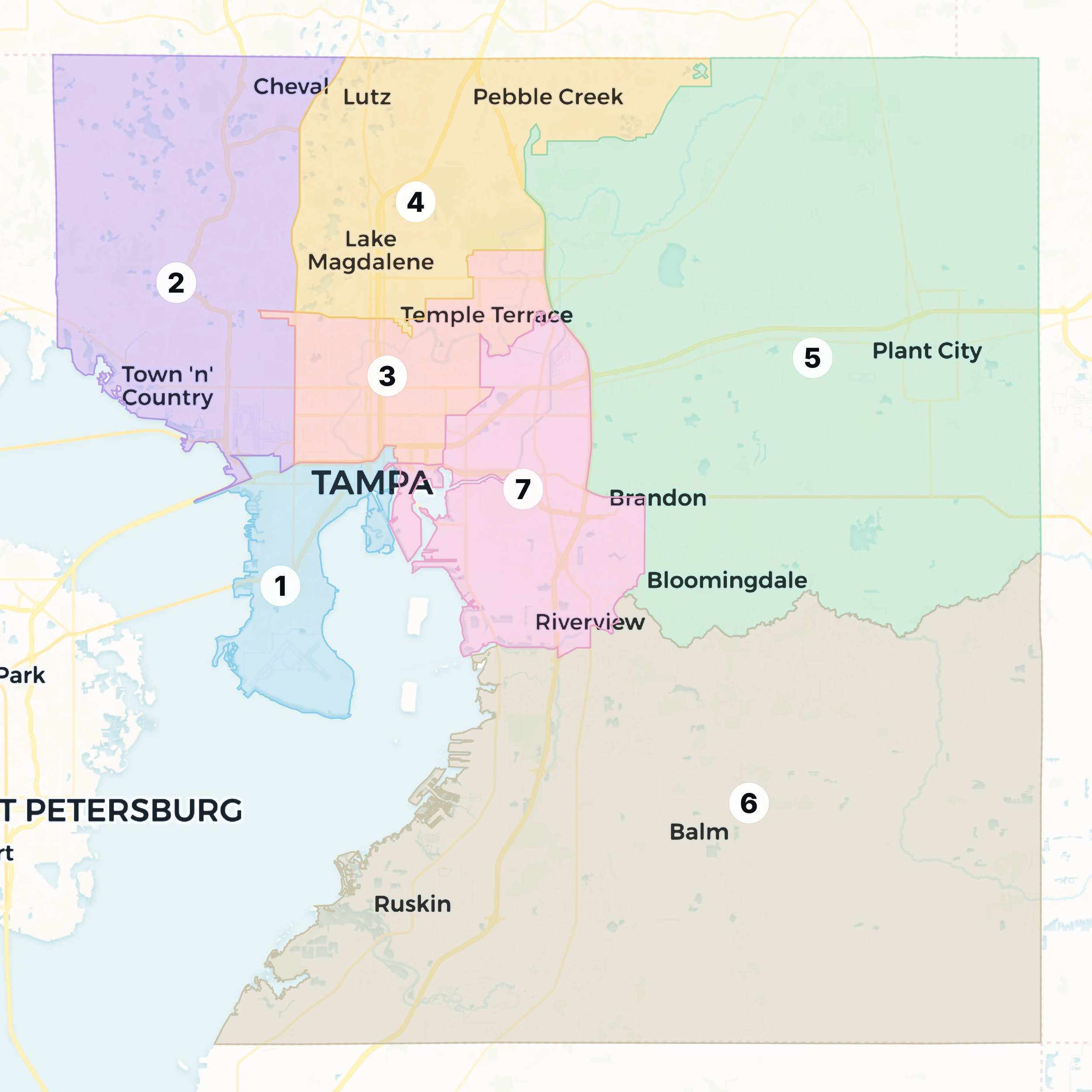 Region Map of the Hillsborough County Democratic Party