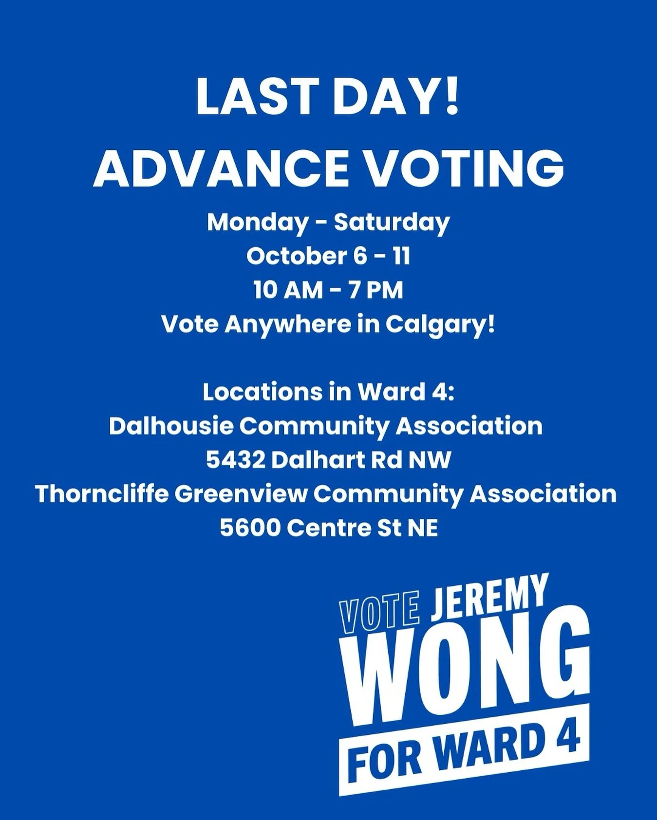 Make sure to get out and vote friends! Take advantage of shorter lines and vote anywhere on this last day of Advance Voting! 
#yyccc