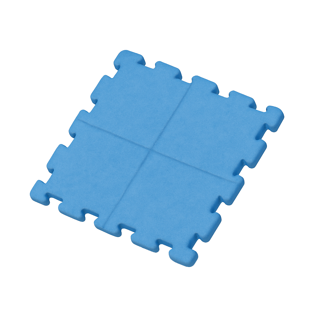 Blue interlocking foam play mat tile.