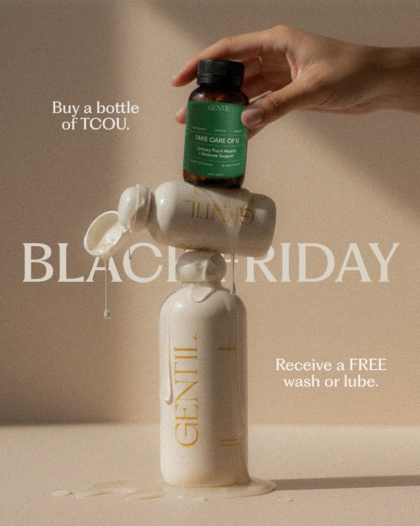 Black Friday is here! 🧡 Purchase Take Care of U and receive a FREE Come Clean Wash or A Quiet Night In Lube. 

Add your choice to cart and the discount will apply automatically. Available while stocks last.