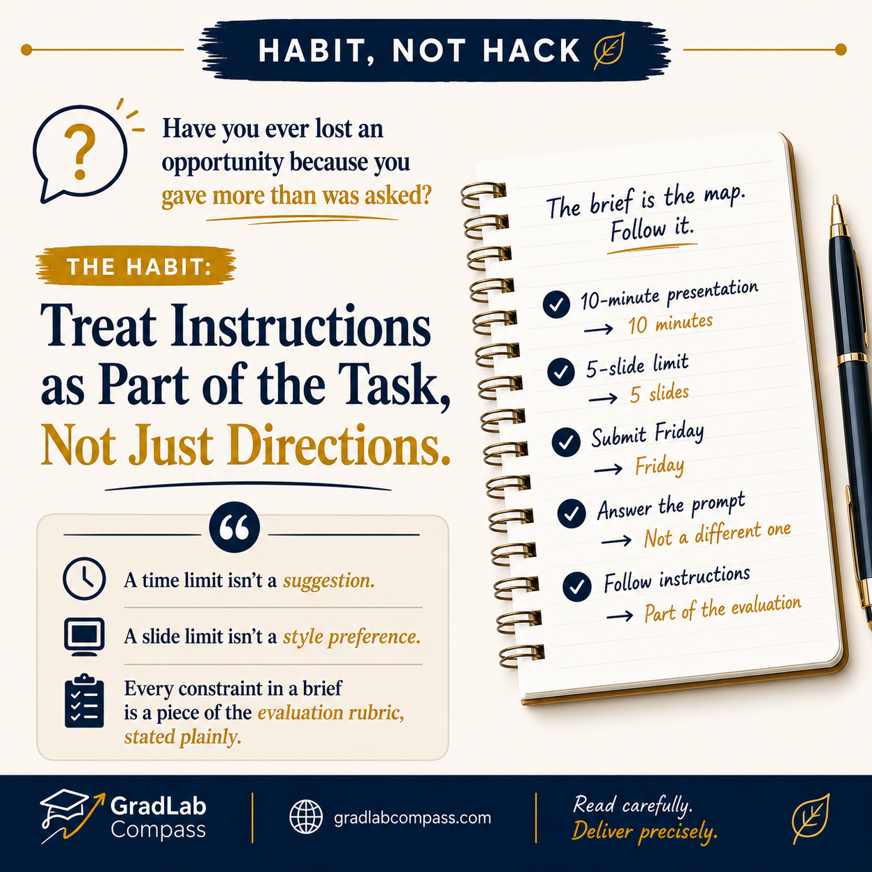 Habit, Not Hack: Following Instructions (Trainee)