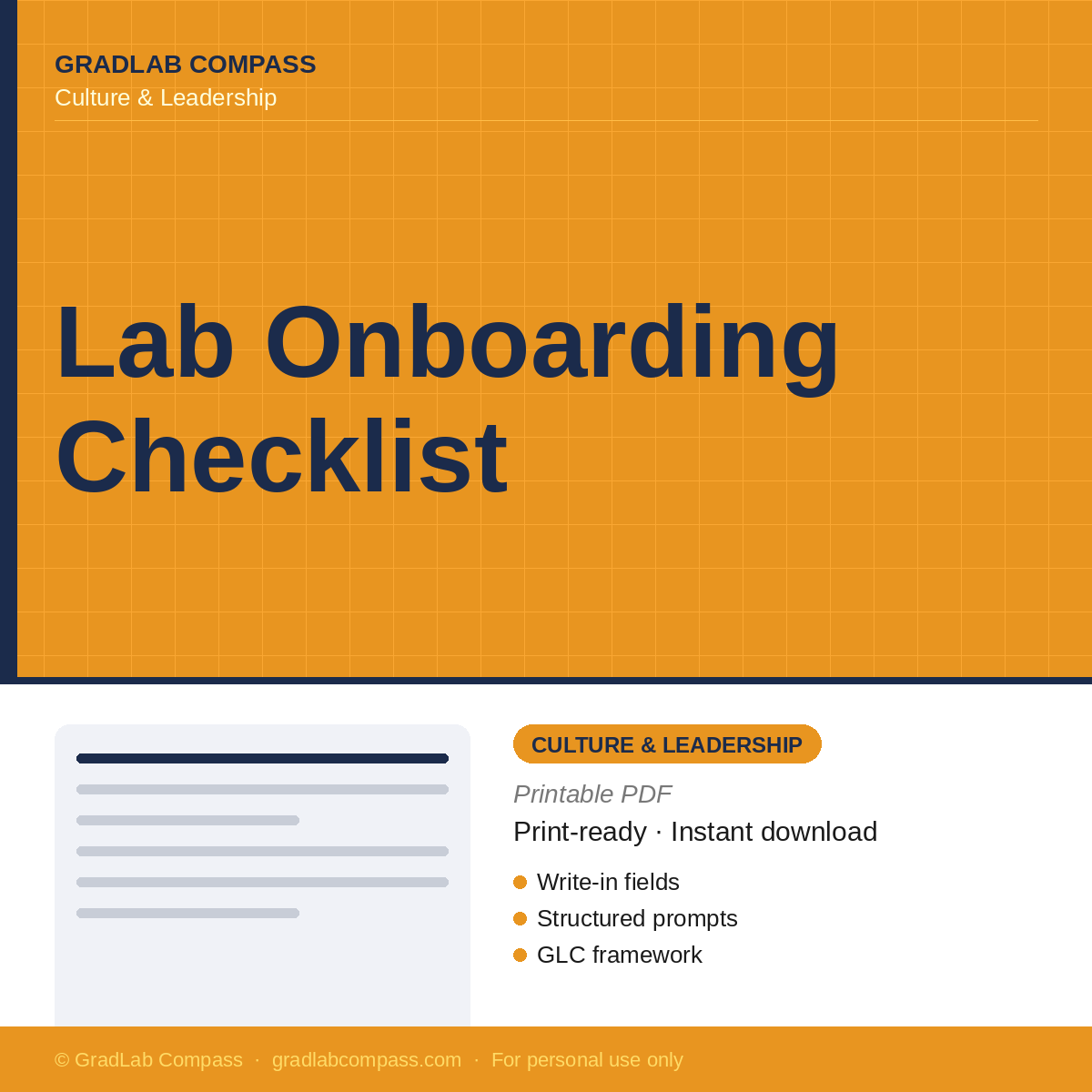 GLC Lab Onboarding Checklist