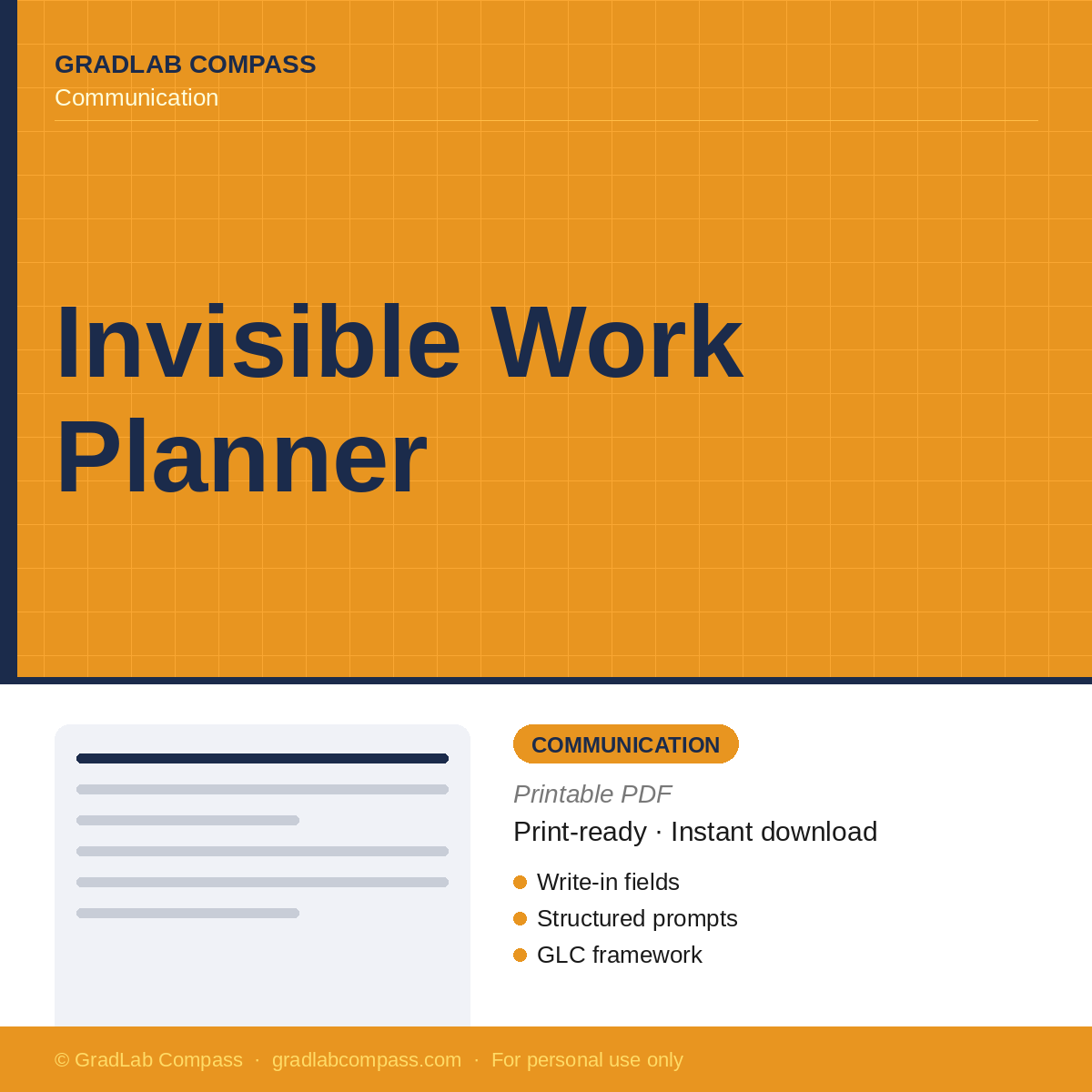 GLC Invisible Work Planner