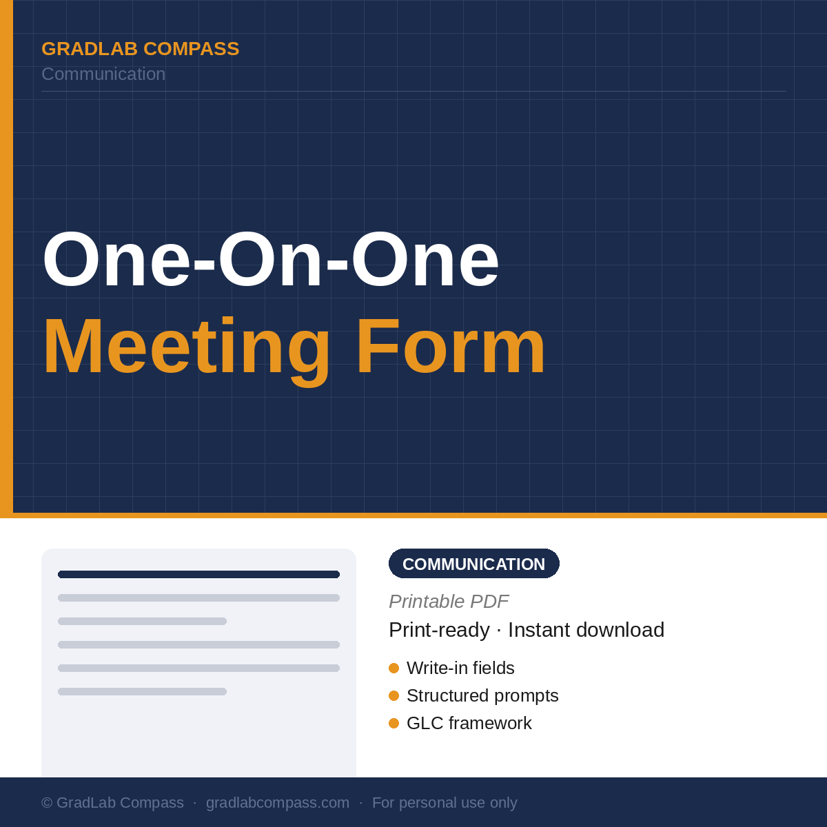 GLC One-On-One Meeting Form
