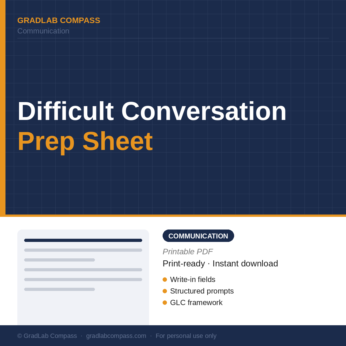 GLC Difficult Conversation Prep Sheet