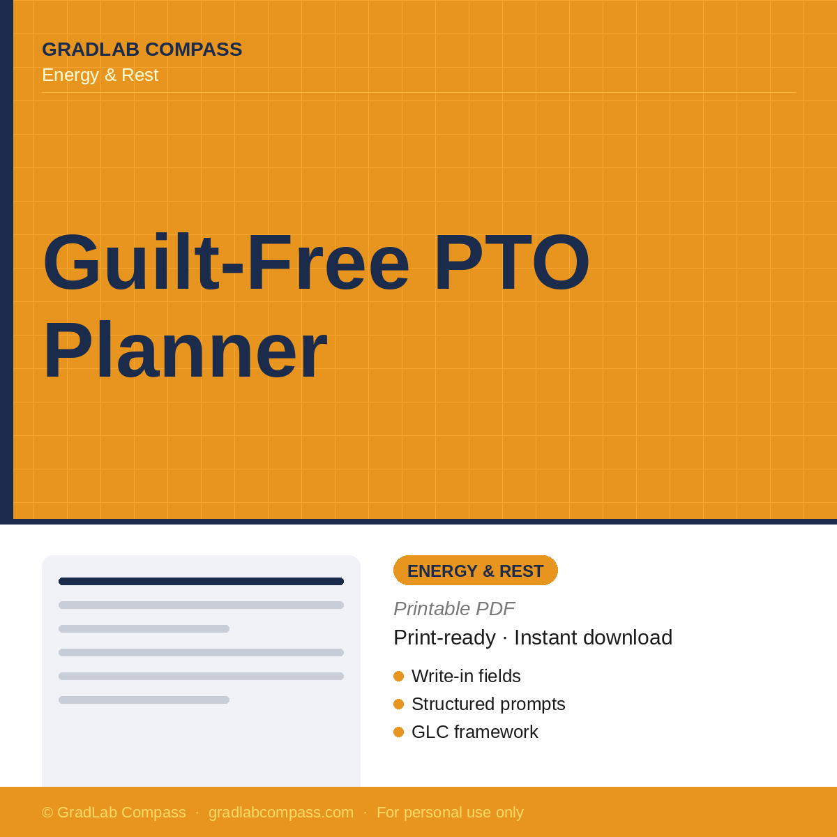 GLC Guilt-Free PTO Planner