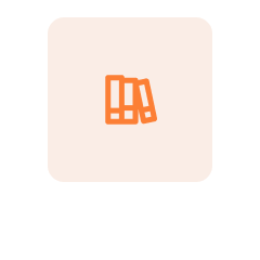 A stack of three orange books, slightly tilted, on a light beige background.