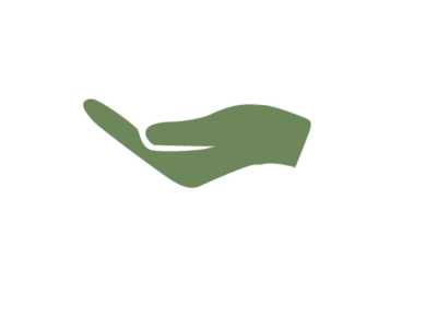 A green hand with a pointing finger against a black background.