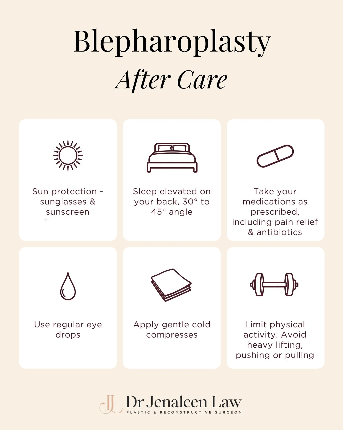 6 essential tips on how to take care of yourself after blepharoplasty.

Disclaimer: Content on this page is general in nature. You are encouraged to seek individualised medical opinion from a qualified medical professional. Results and recovery can v