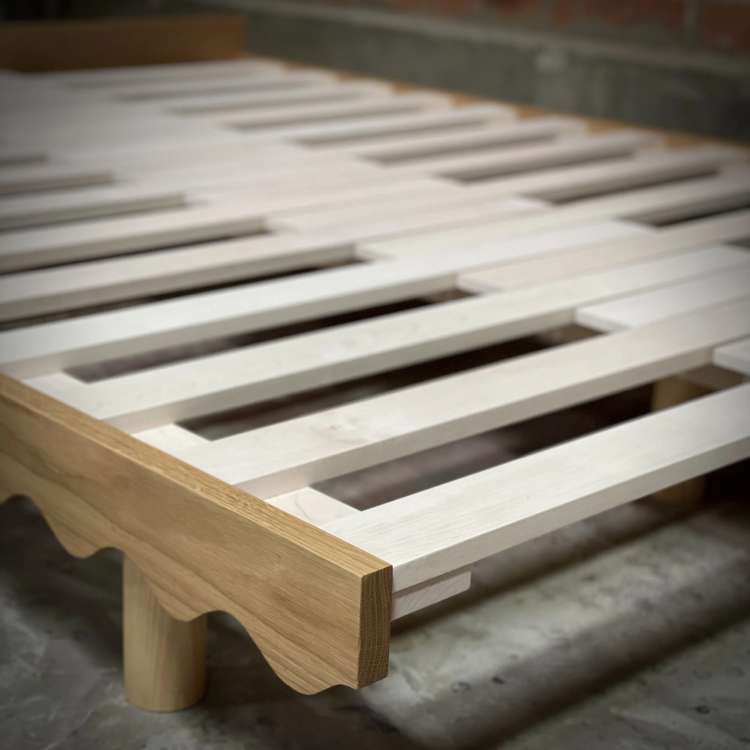 Wave in white oak with poplar slats