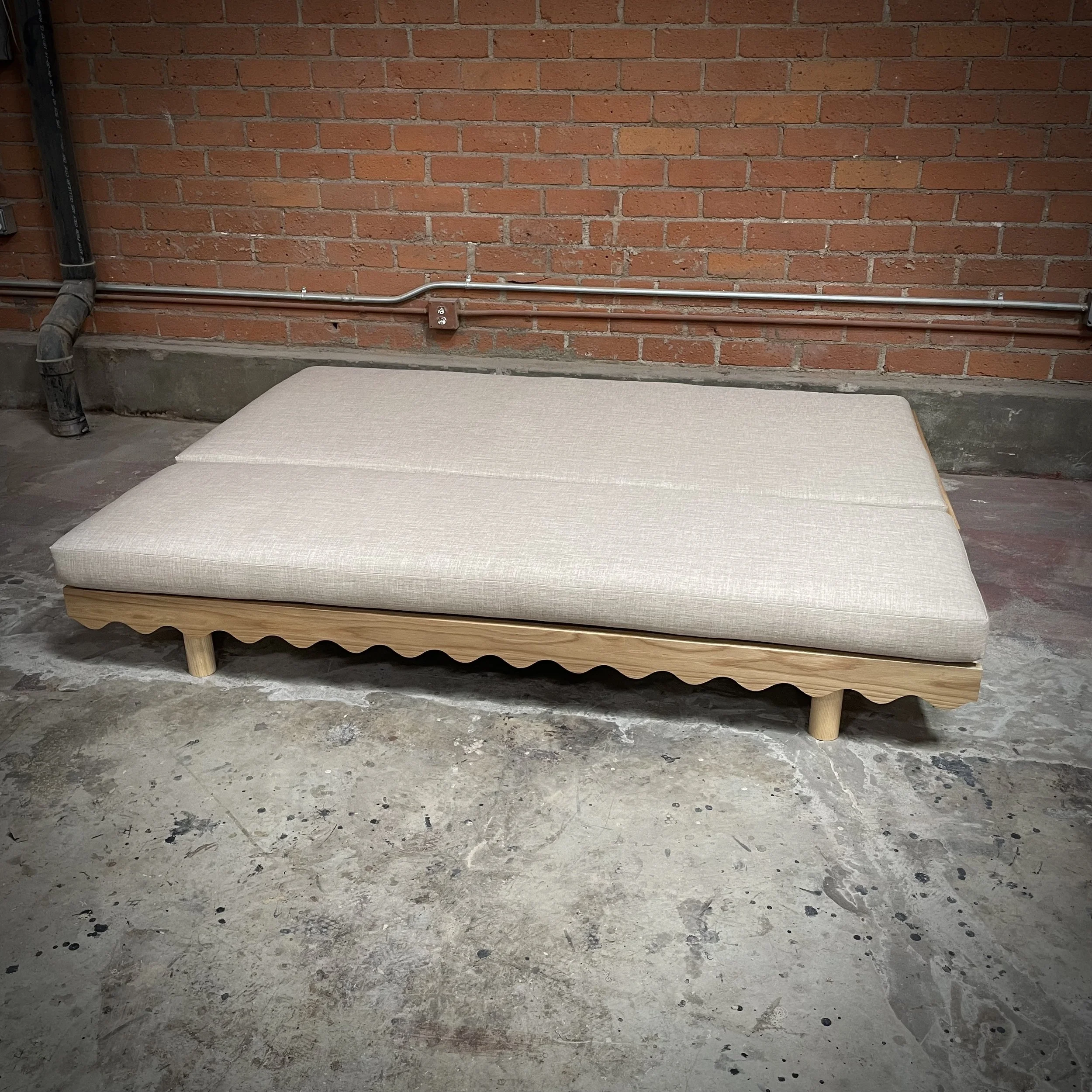 Wave in white oak with poplar slats - cushions