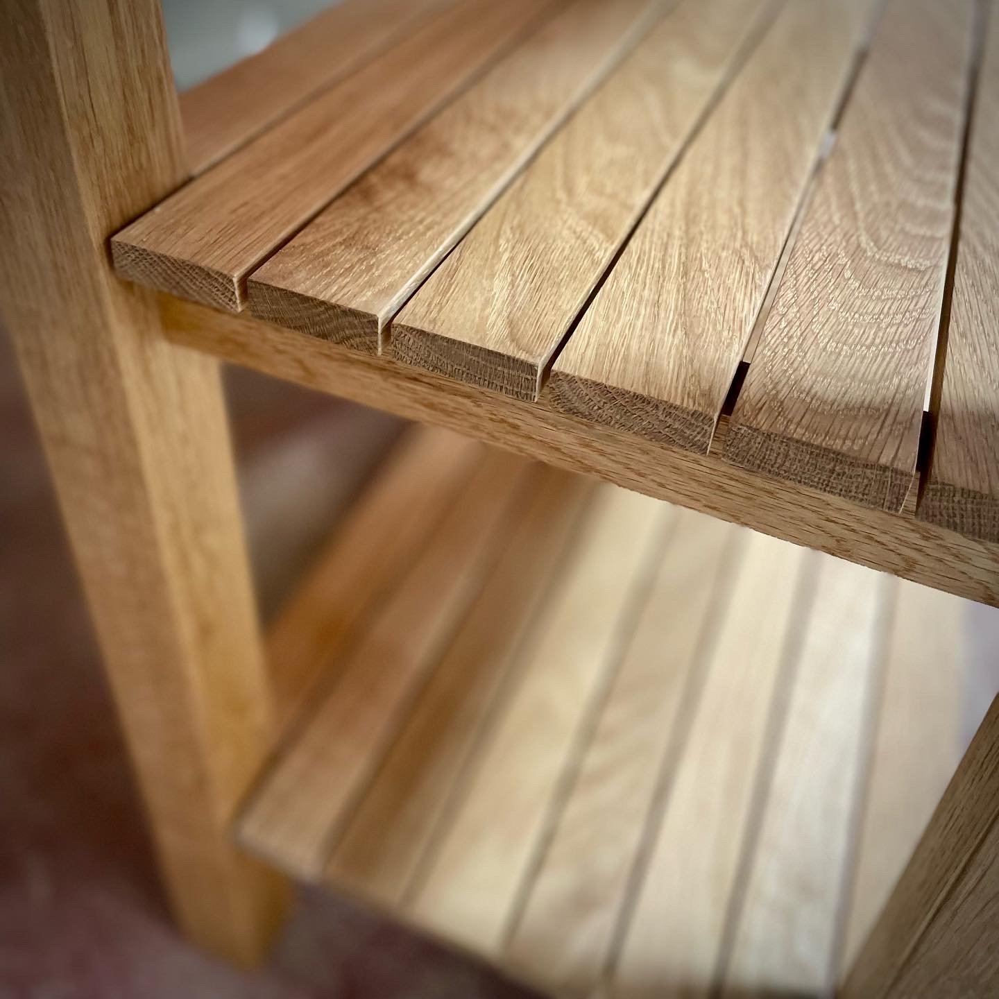 solid white oak kitchen island, with butcher block top