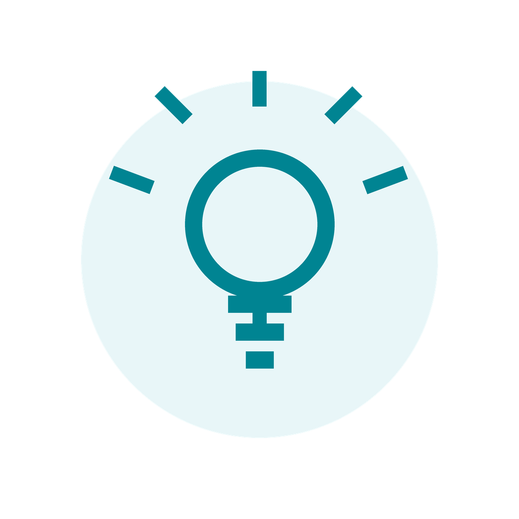 An icon of a female gender symbol with a stopwatch or timer in the background, indicating a concept related to women's time or gender timing.