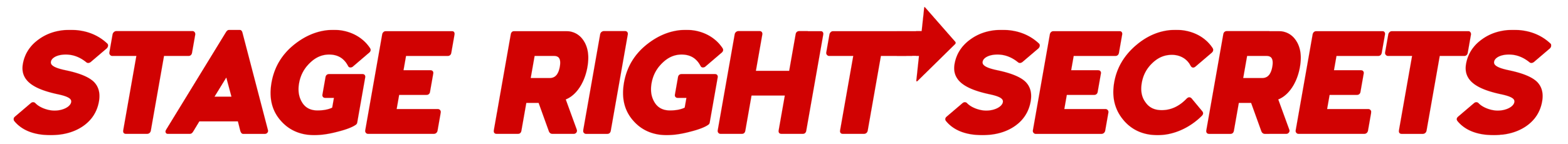 Stage Right Secrets logo in red text with black outline