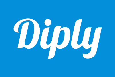 Diply logo on a blue background