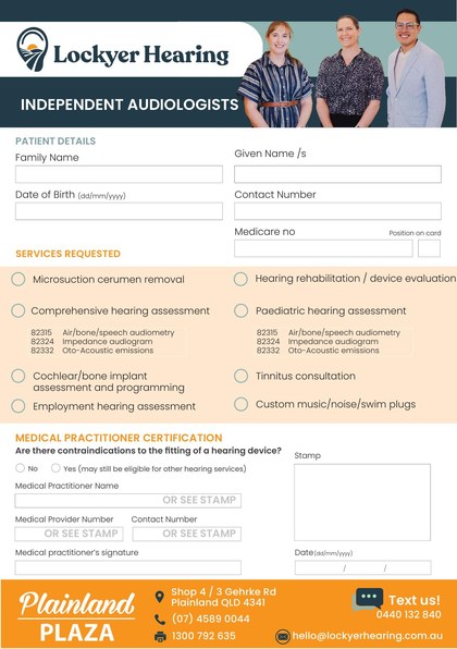 Preview of the Lockyer Hearing GP referral form