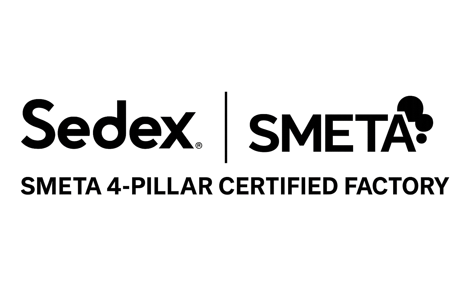 Sedgex logo with the words 'SMETA 4-Pillar Certified Factory' underneath.