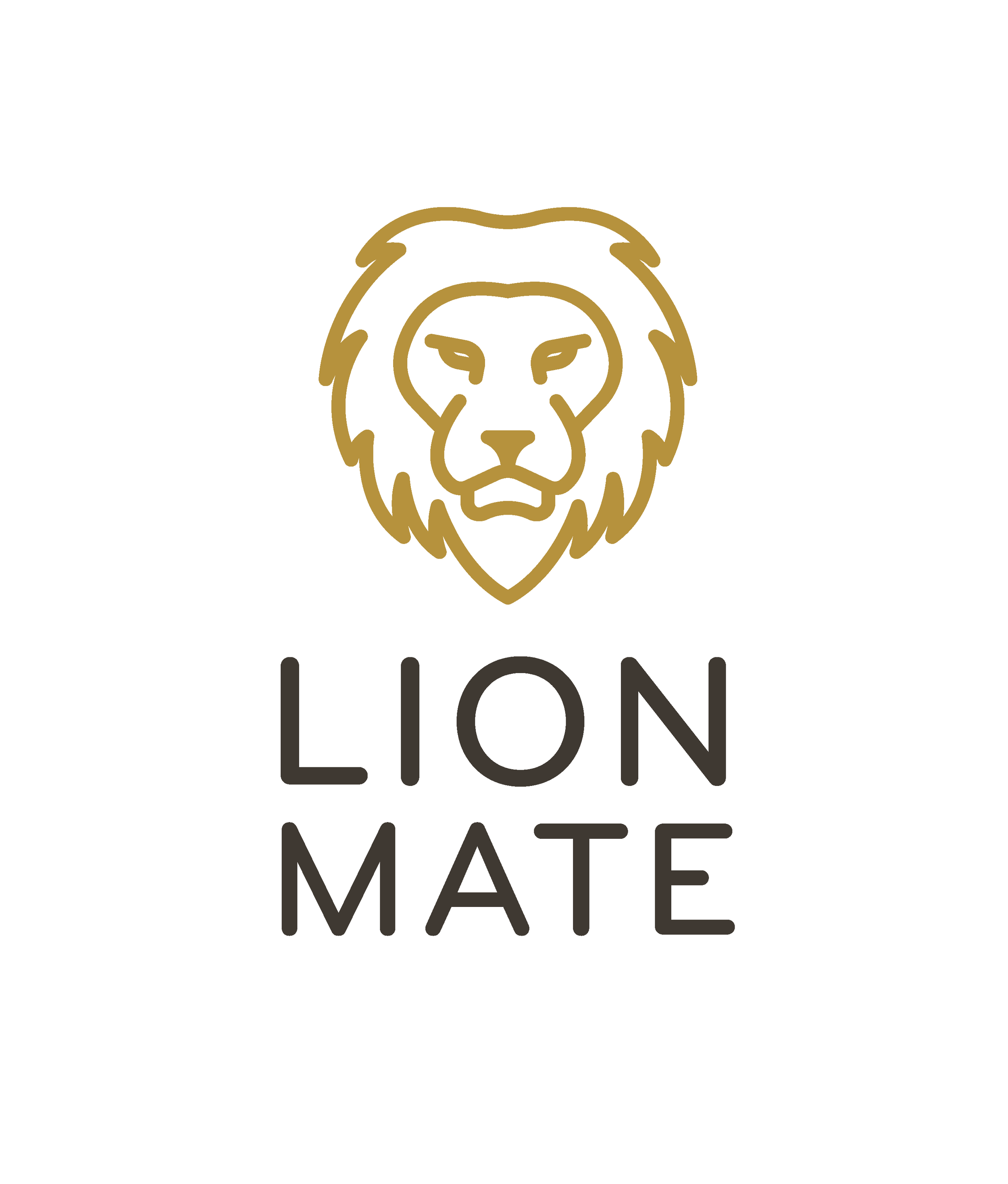 Logo mit Löwenkopf in Gold und dem Text 'LION MATE' darunter
