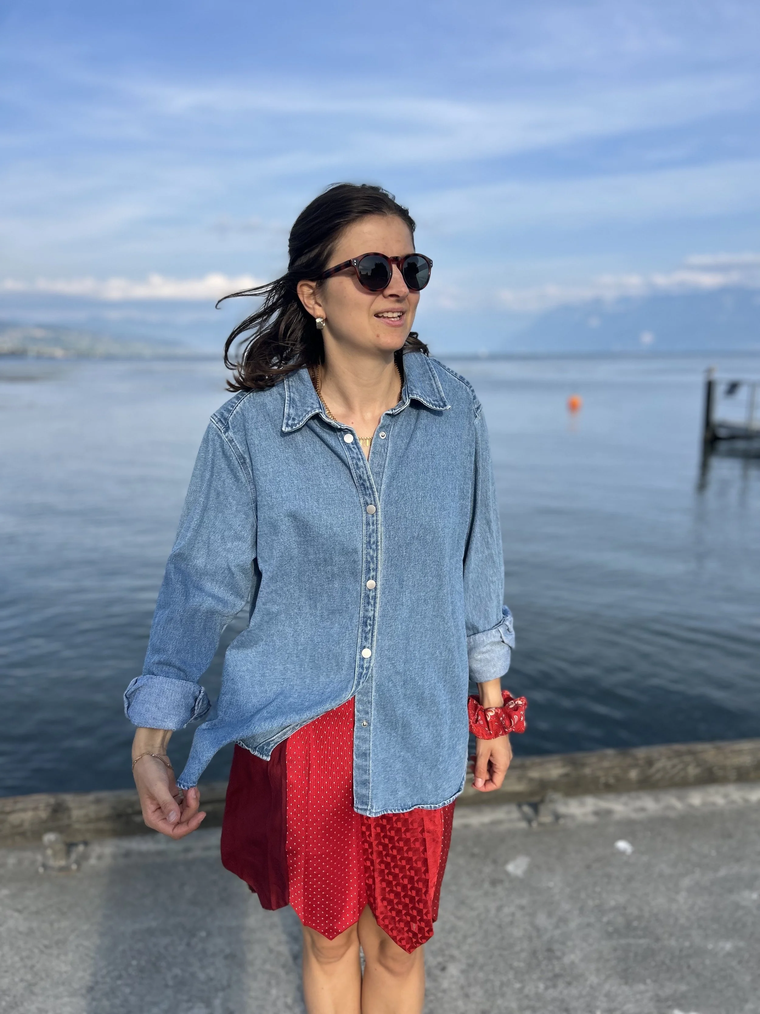 Veste en jean patchwork