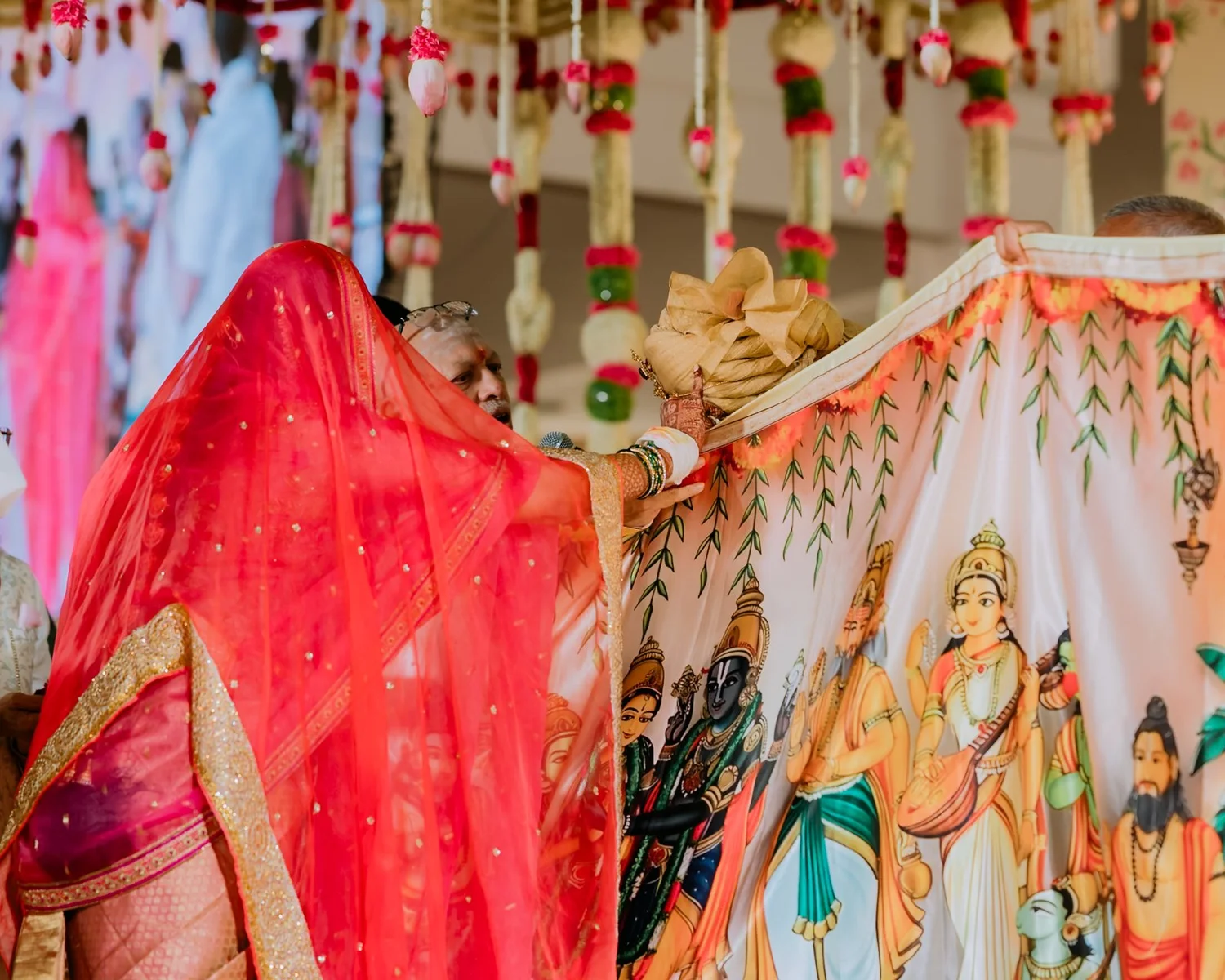 Shrishti behind the painted antarpata cloth