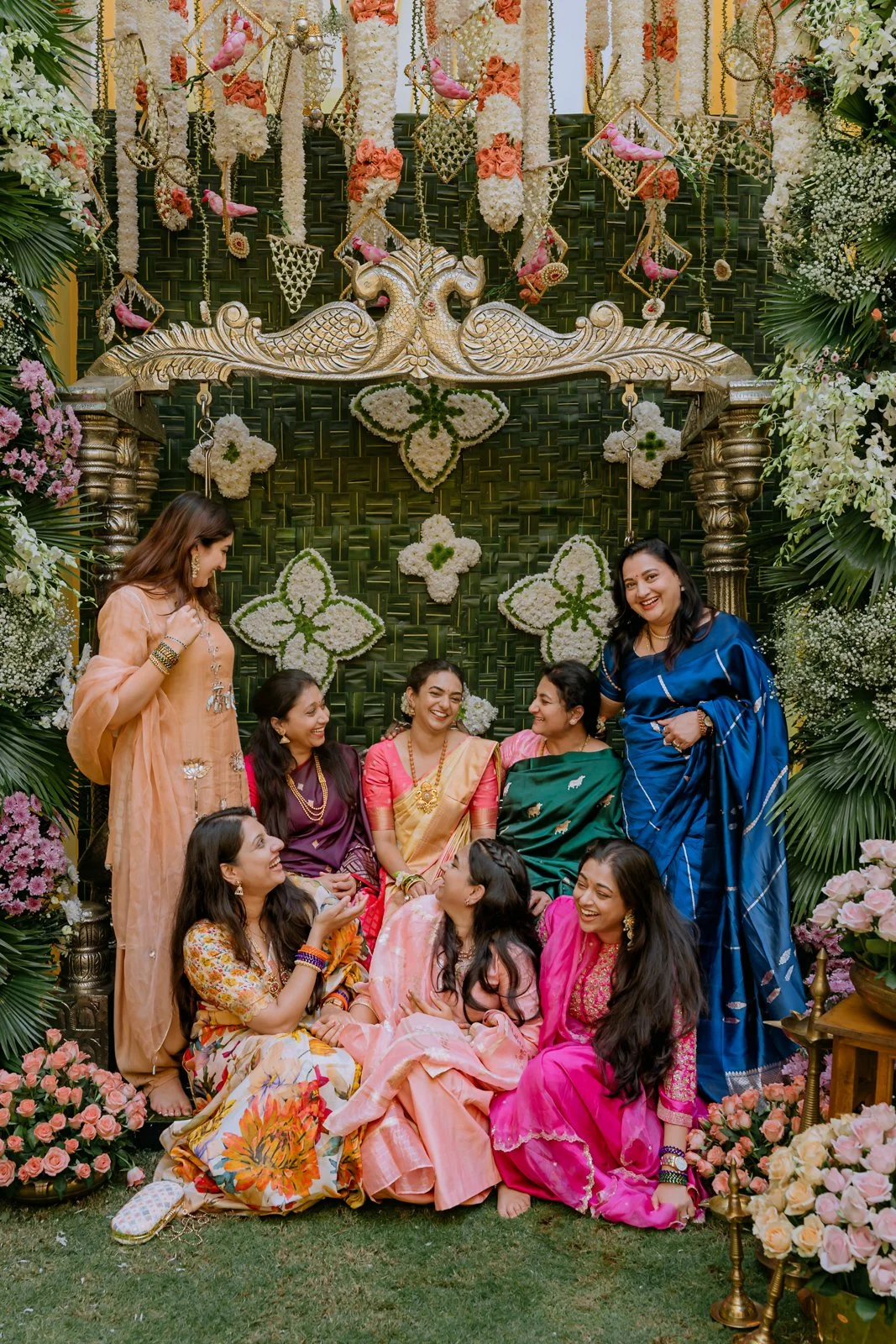 Shrishti with her cousins and friends at the haldi swing
