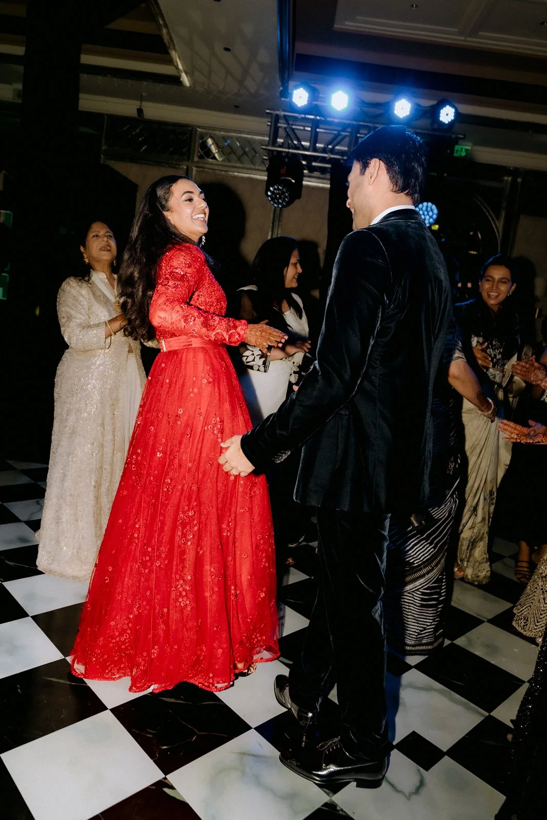 Akhil and Shrishti dancing at the cocktail