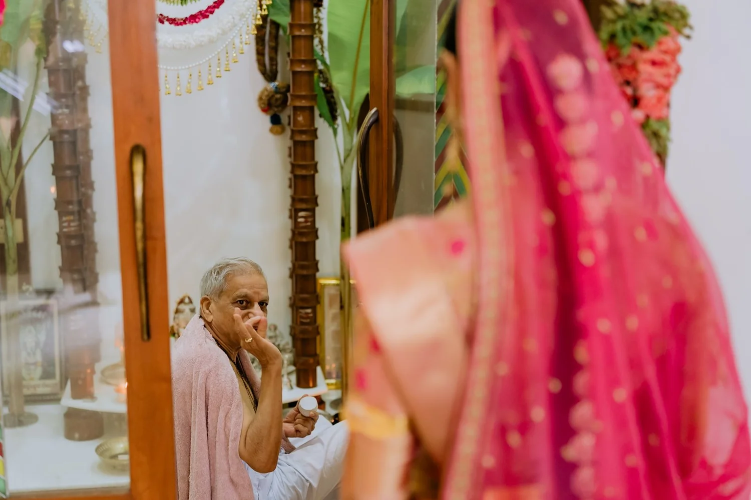 Shrishti's grandfather watching her in her bridal saree