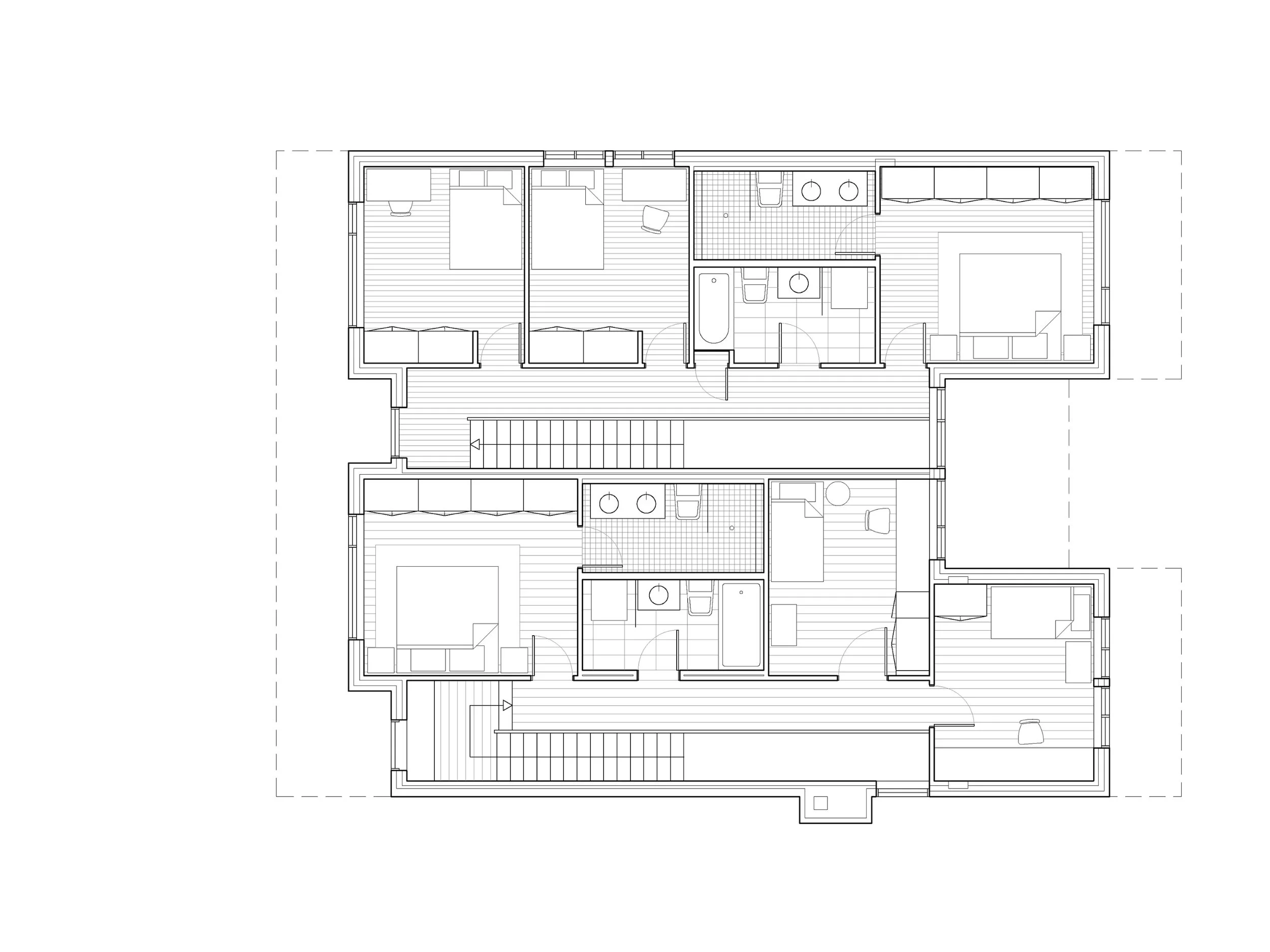 Upper floor plan of Bonnie Doon Duplex multi-family project in Bonnie Doon neighbourhood of Edmonton, Alberta