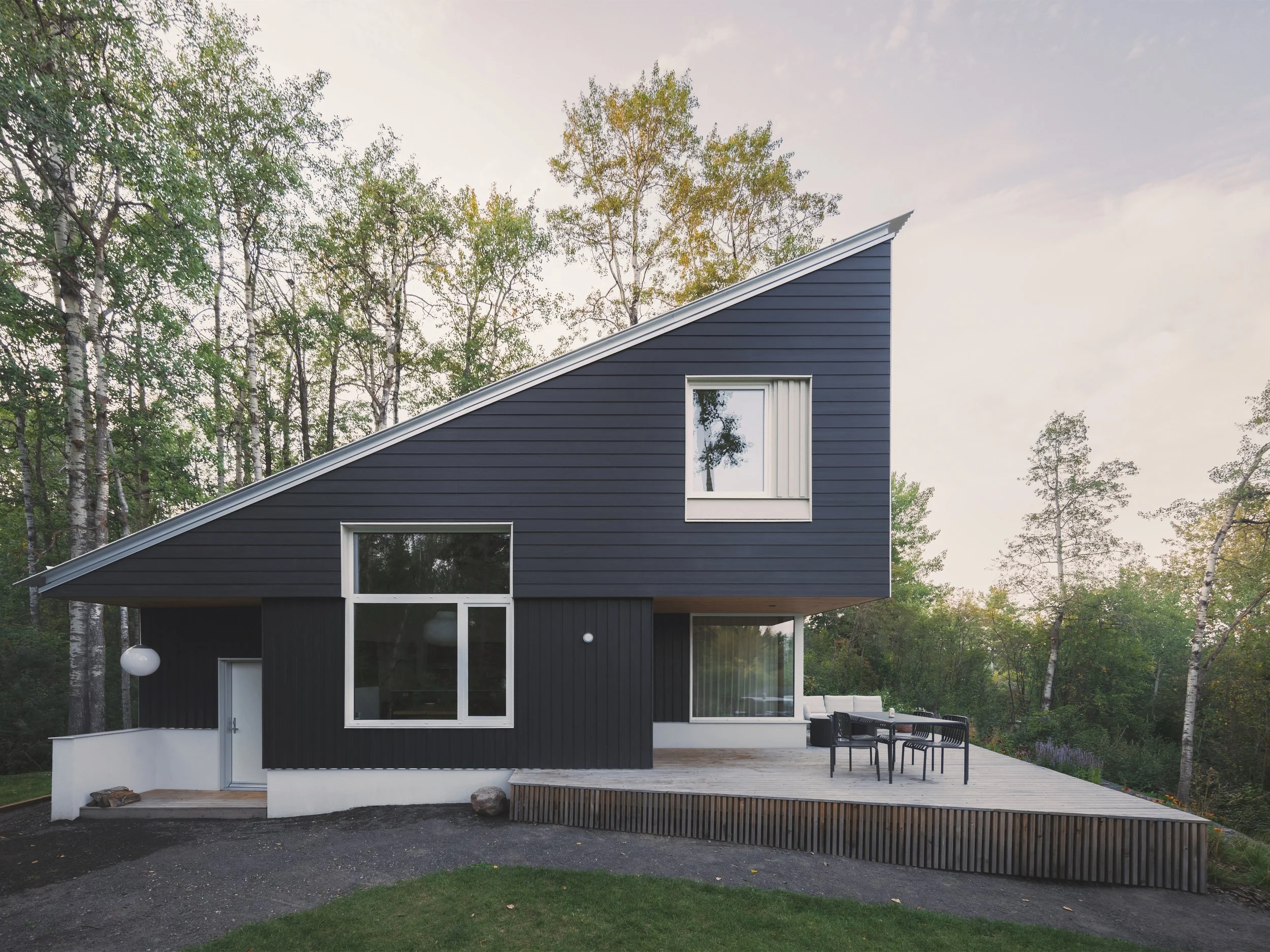east facade of architectural cabin at Wabamun, Alberta, near Edmonton