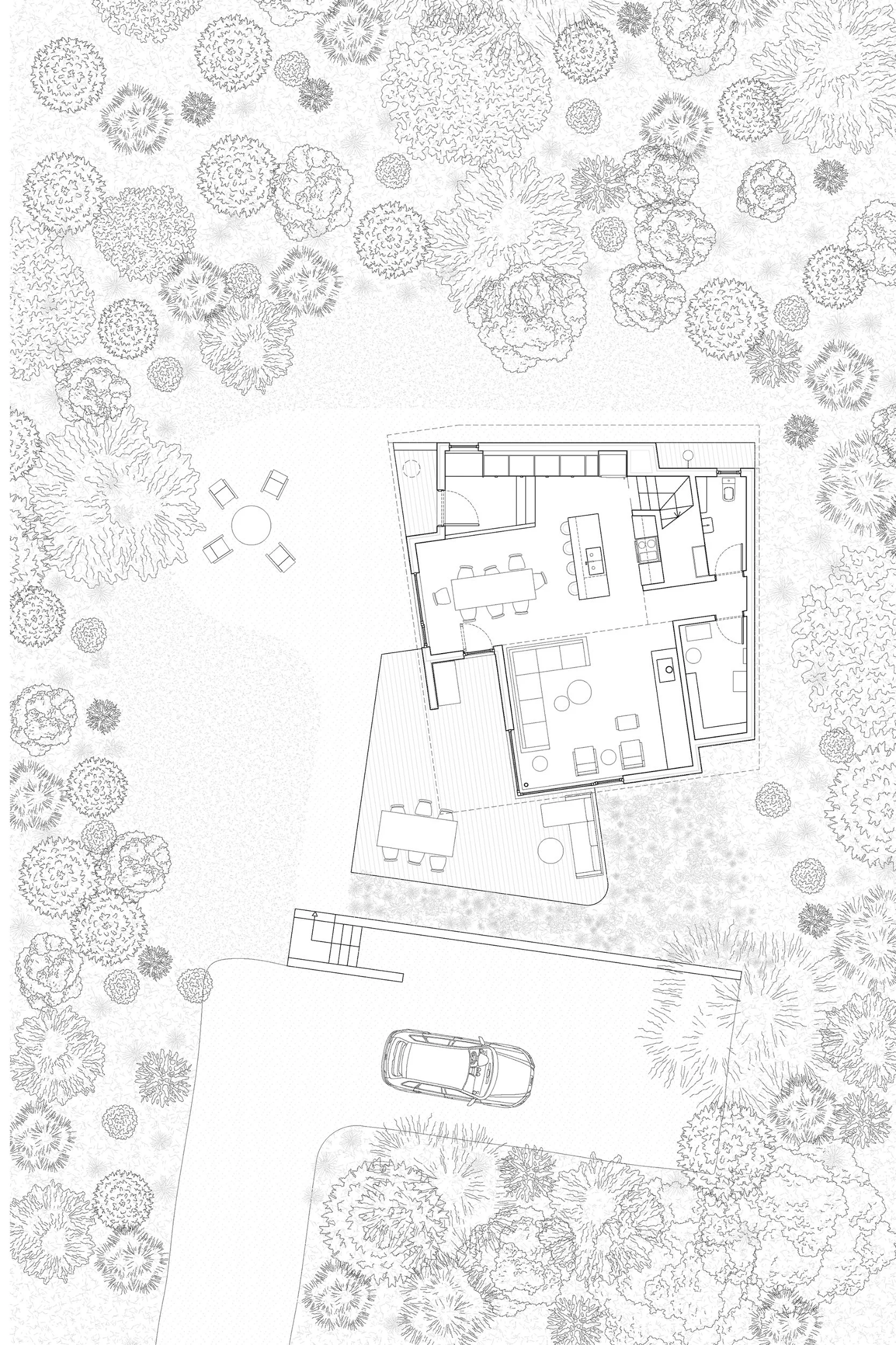 site plan of architectural cabin at Wabamun, Alberta, near Edmonton