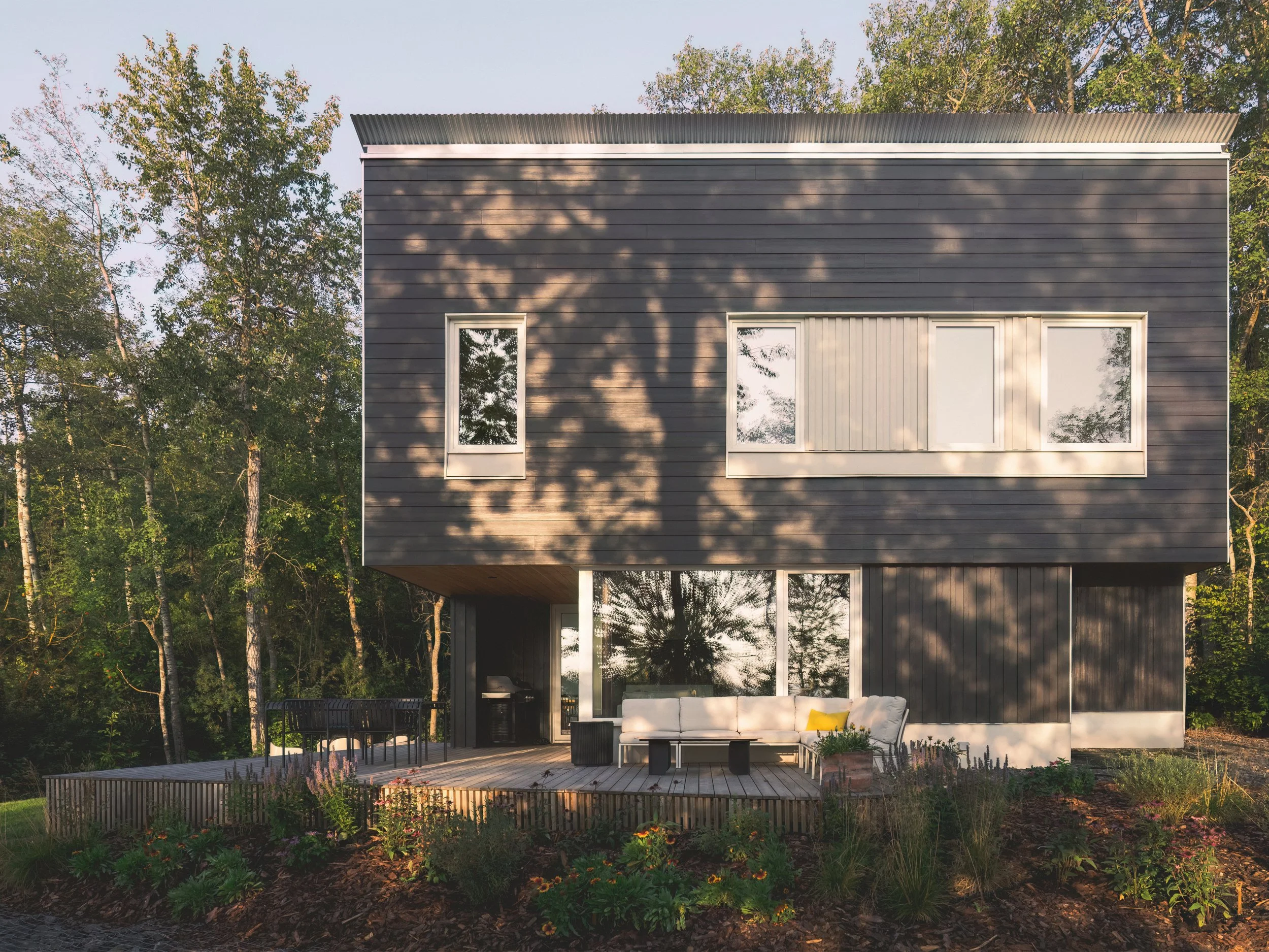 east facade of architectural cabin at Wabamun, Alberta, near Edmonton