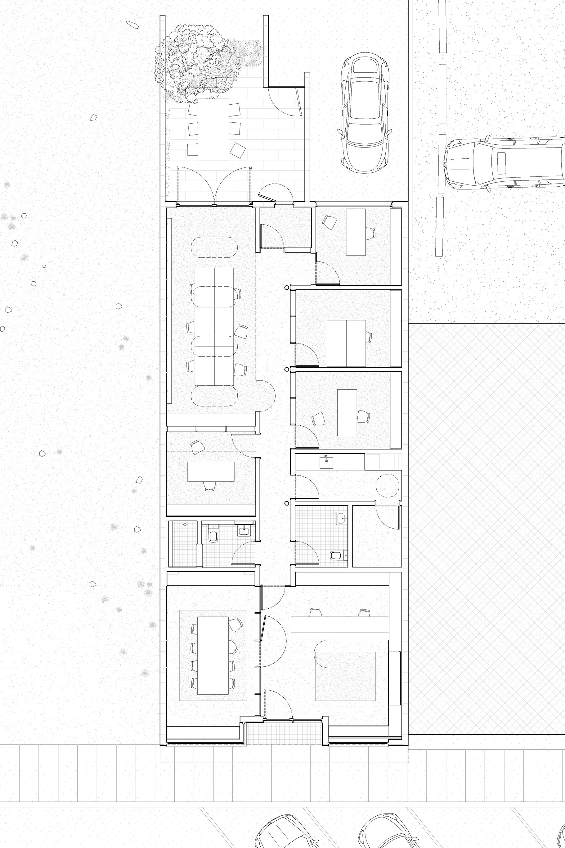 Plan of architectural commercial office renovation and tenant improvement project in Fort Saskatchewan, Alberta