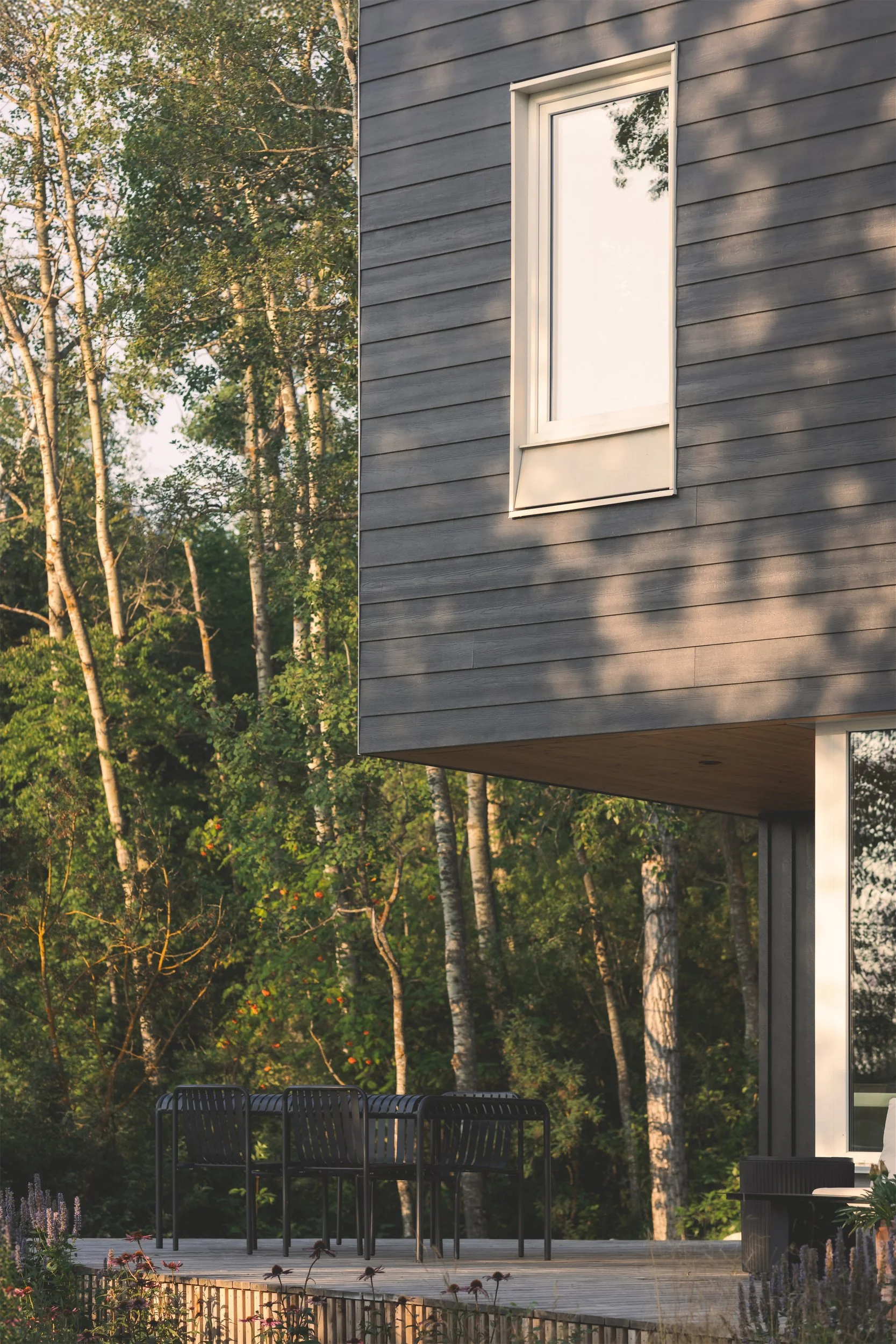 east facade of architectural cabin at Wabamun, Alberta, near Edmonton
