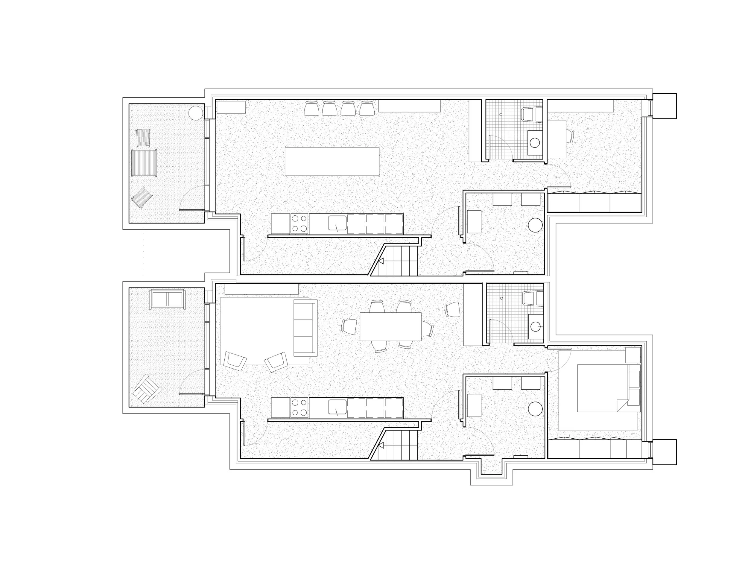 basement floor plan of Bonnie Doon Duplex multi-family project in Bonnie Doon neighbourhood of Edmonton, Alberta