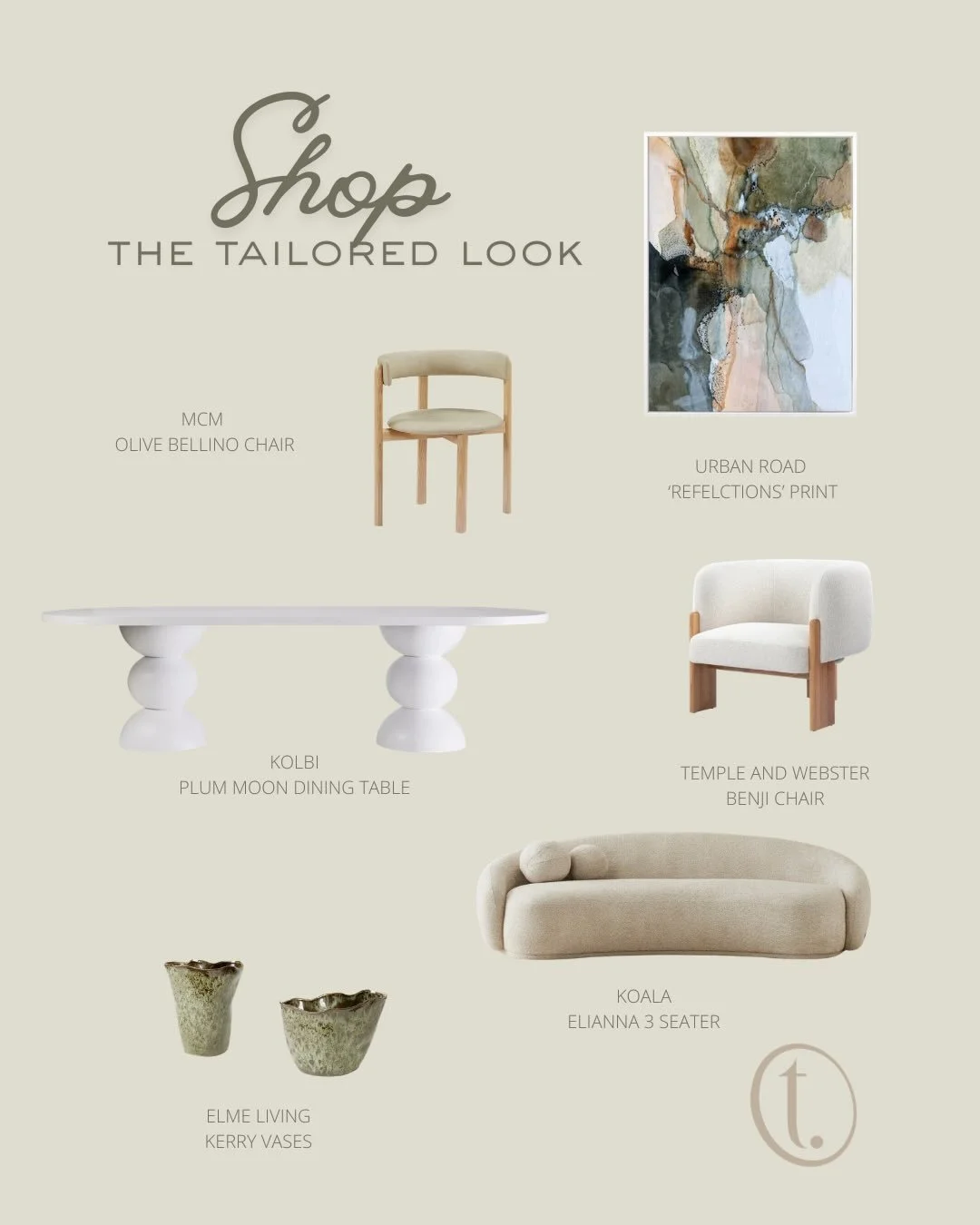 Shop the Tailored Look 🤍

This space was all about a modern, natural feel with pops of olive and white to keep things fresh and calm.

We are sharing the exact pieces so you can recreate the look at home&hellip;without the guesswork. 🙌🏻

Want to s