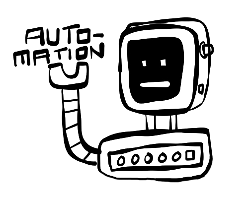 Illustration of a robot illustrating scientific concepts