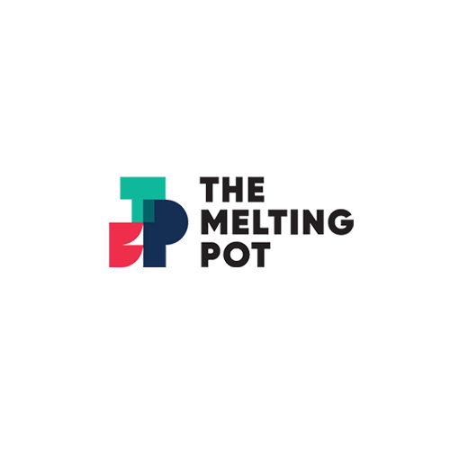 Logo for The Melting Pot featuring geometric shapes and bold text.