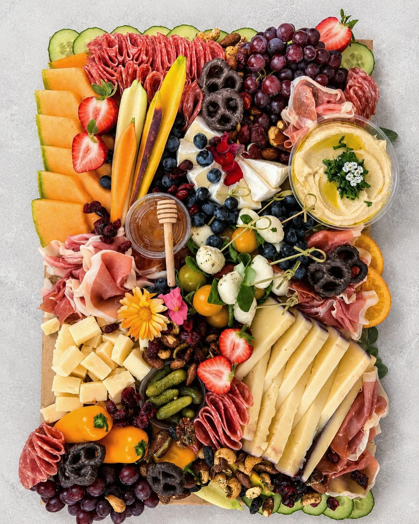 One of the boards for @ballardspahrllp today! 

Assembling prior to the event and transporting in catering boxes is such a time saver for me and makes clean up for the client easier too. We were able to set up two boards, two boxes of breads/pita/cra