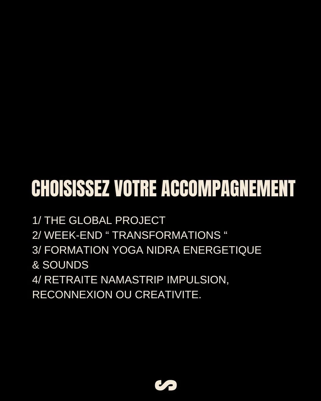 L&rsquo;une d&rsquo;entre vous m&rsquo;a &eacute;crit &laquo;&nbsp;c&rsquo;est quoi tous tes formats d&rsquo;accompagnements&nbsp;?&nbsp;&raquo;.
Alors, les voil&agrave; :

1/ THE GLOBAL PROJECT : coaching, mentorat, cr&eacute;ation de votre branding