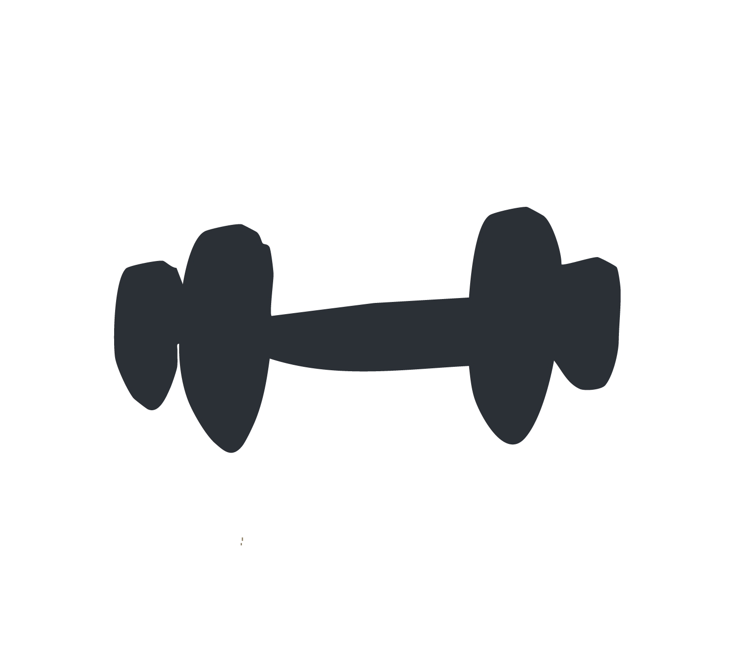 Silhouette of a dumbbell against a plain background.