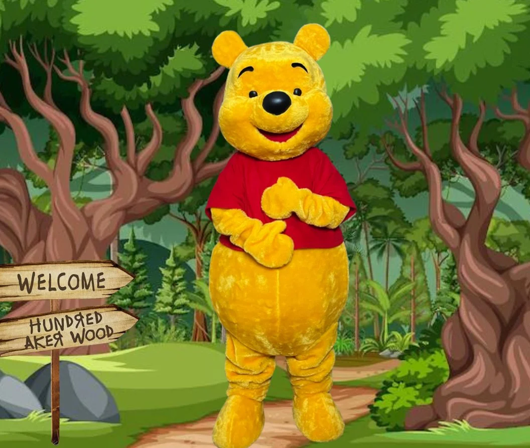 Winnie the Pooh character performer for hire creating magical memories for families across Kissimmee, Orlando, Celebration, Davenport, and Central Florida.